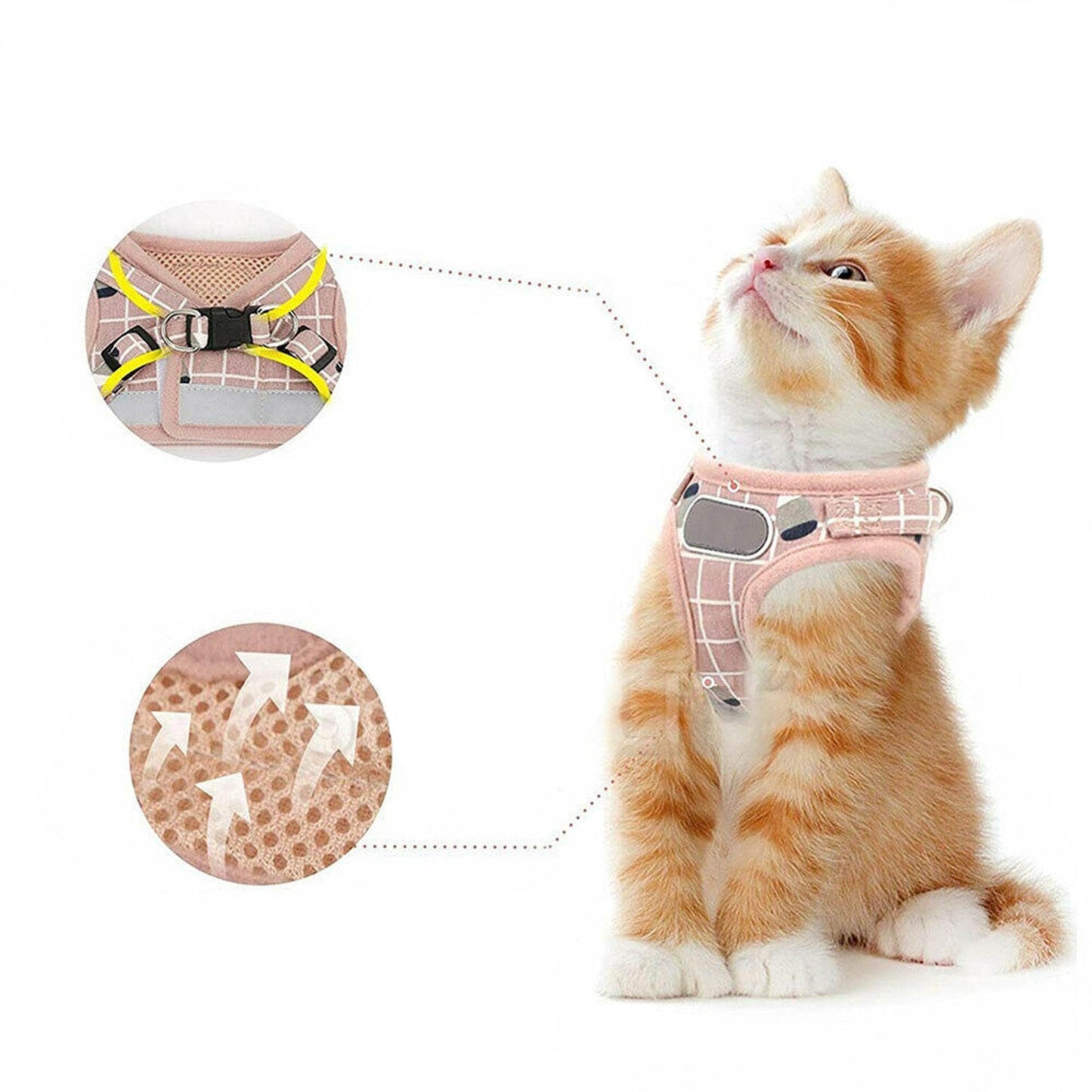 Pink Pet Vest with Adjustable Mesh Dog Cat Walking Harness