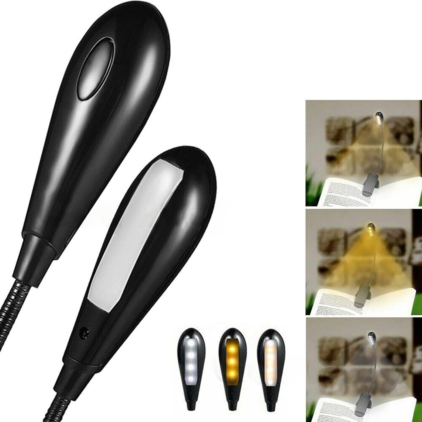 Clip On USB Rechargeable Reading Light Bed Book Lamp with 7 LED