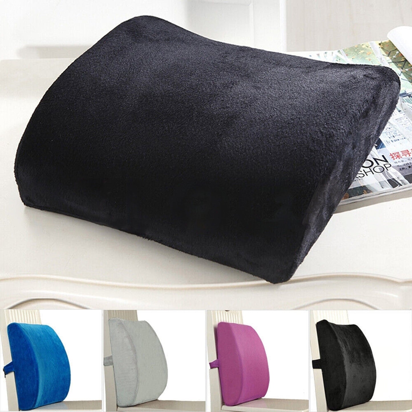 Memory Foam Lumbar Seat Cushion Car Back Support Chair Pillow