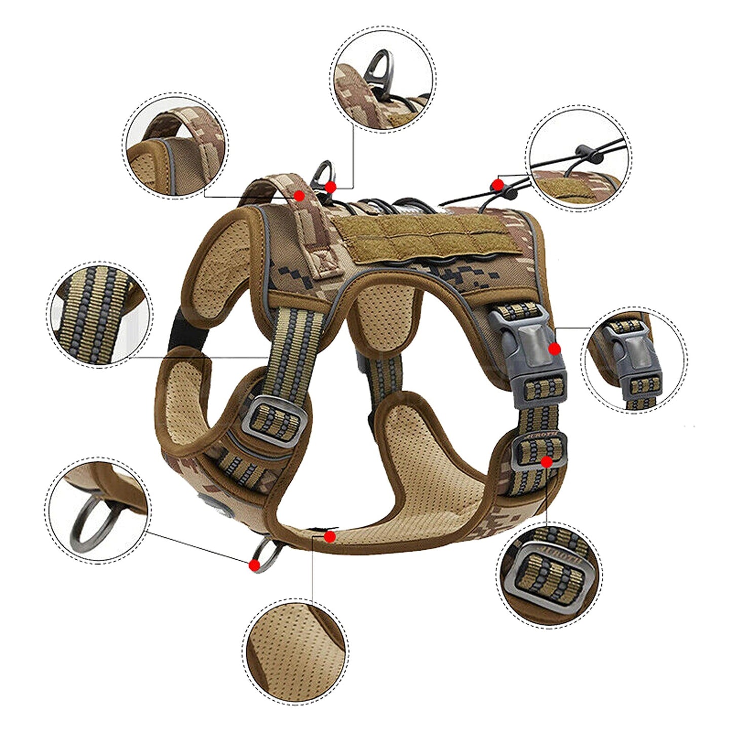 Adjustable No Pull Tactical Dog Harness for Military and Training