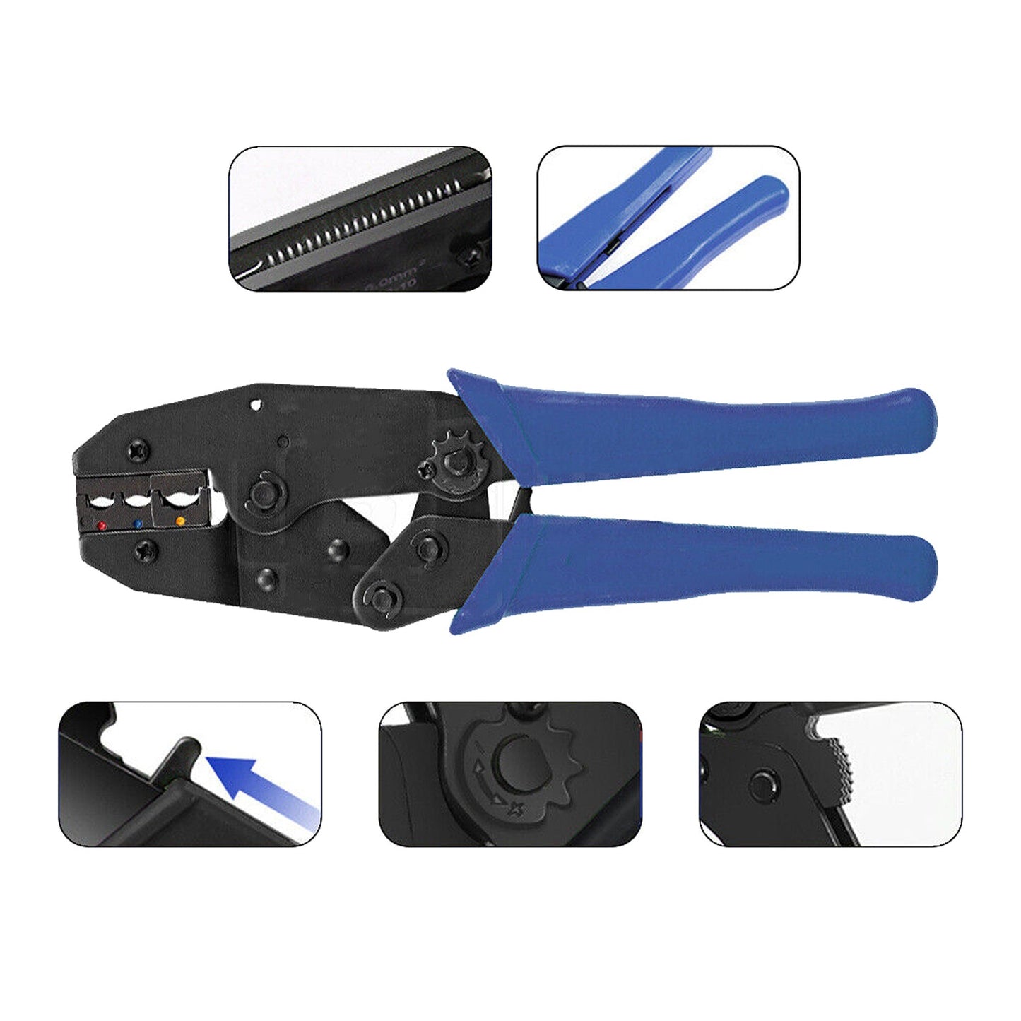 Ratcheting Wire Terminal Crimping Tool for Insulated Cable Connections