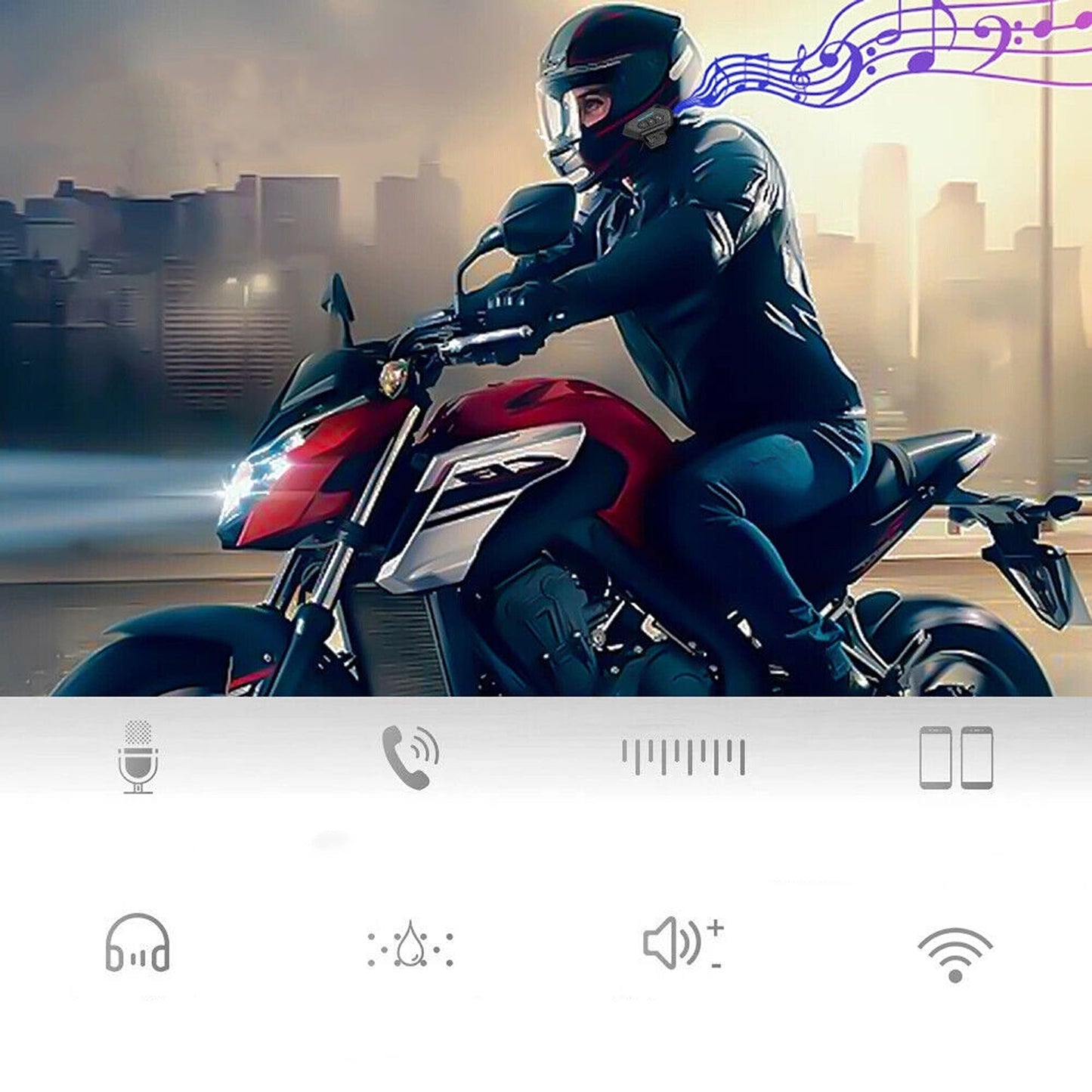 Motorcycle Helmet Bluetooth Headset for Hands-Free Communication