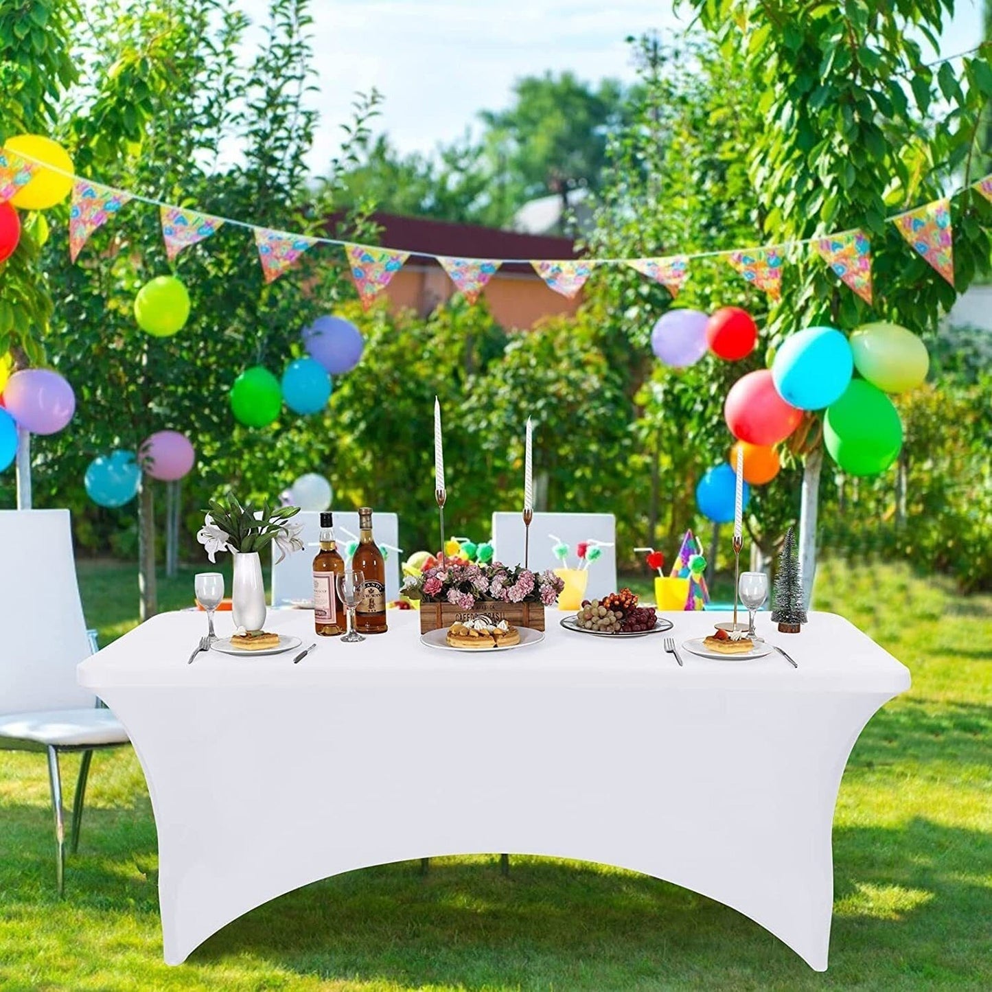 White Stretch Spandex Tablecloth for Home and Wedding