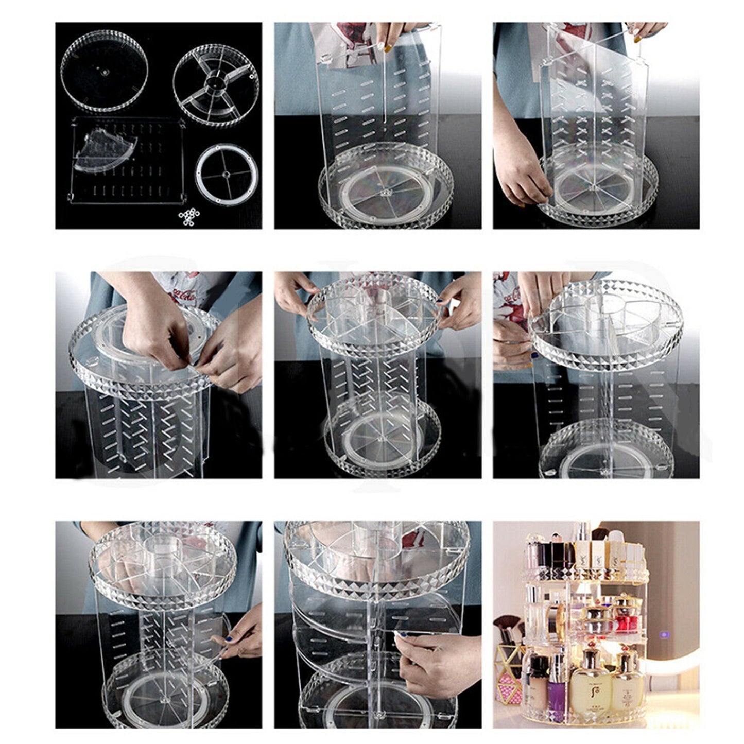Adjustable Rotating Makeup Organizer for Cosmetics and Perfumes