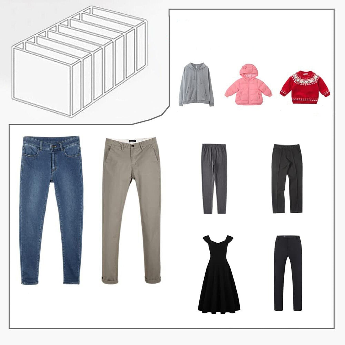 7 Grid Foldable Mesh Organizer for Wardrobe Clothes and Jeans Storage