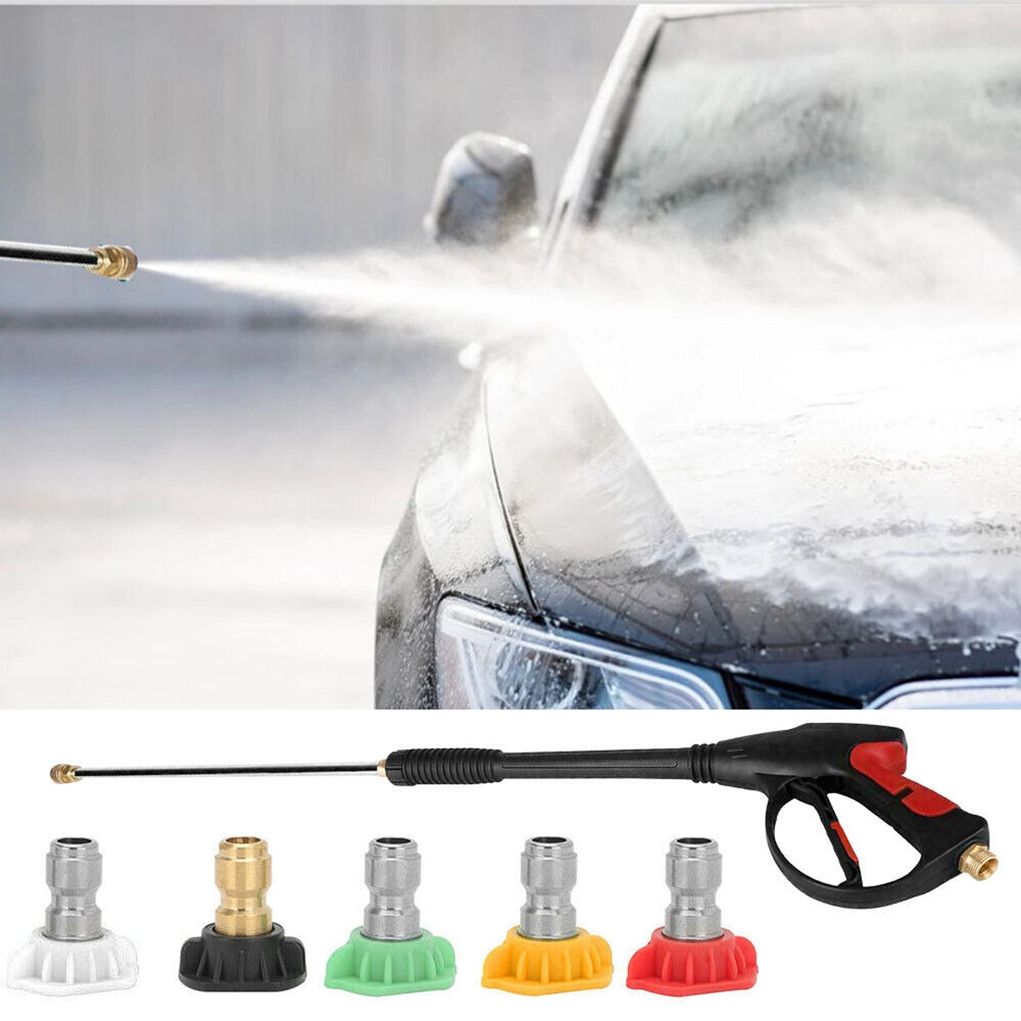 High Pressure 4000PSI Spray Gun Wand Lance Water Cleaner Nozzles Washer
