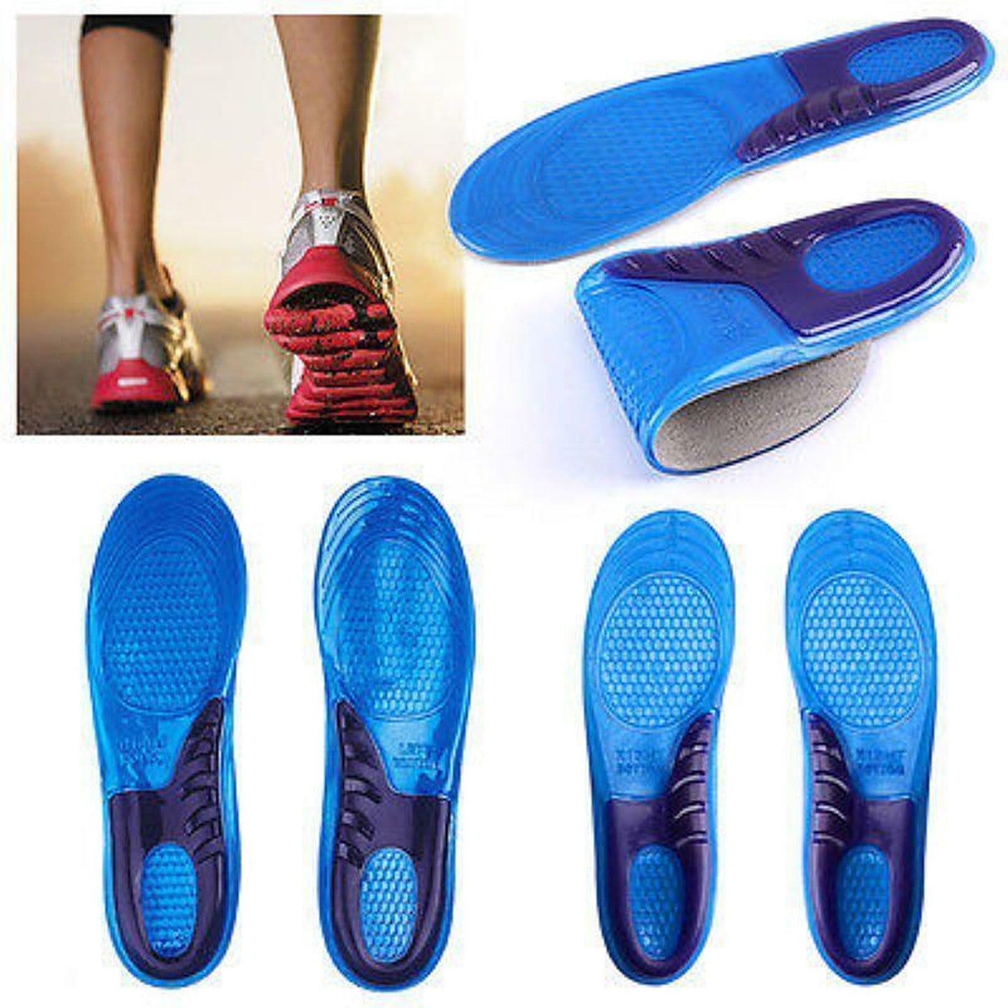 Massaging Arch Support Gel Shoe Insoles Comfort for Men and Women with Flat Feet