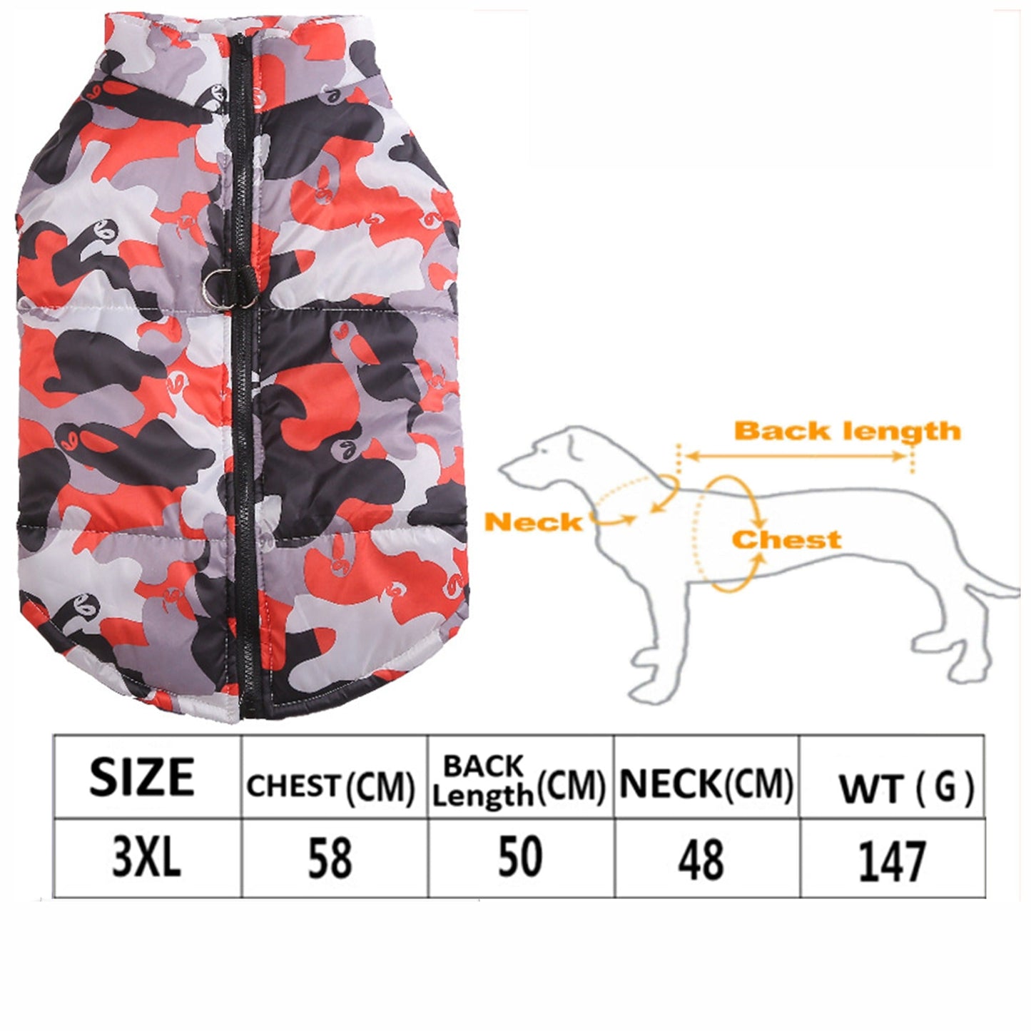 Winter Coat for Large Dogs Waterproof Padded Pet Clothes Windbreaker Vest