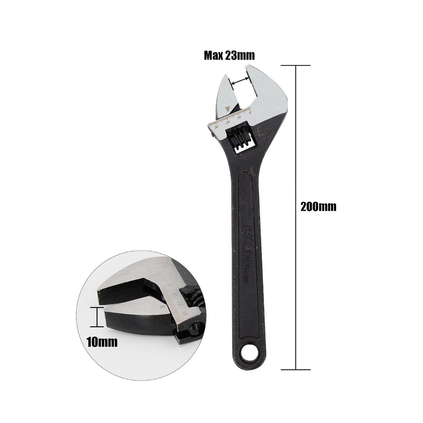 4pcs Black Coating Wide Open Jaw Adjustable Wrench Set Spanner
