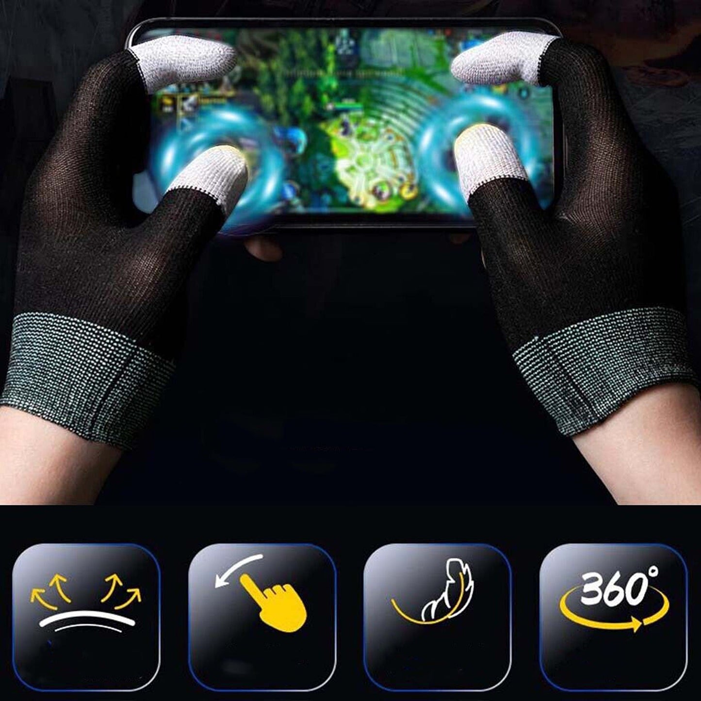 2pcs Sensitive Touch Control Gaming Gloves Breathable Material