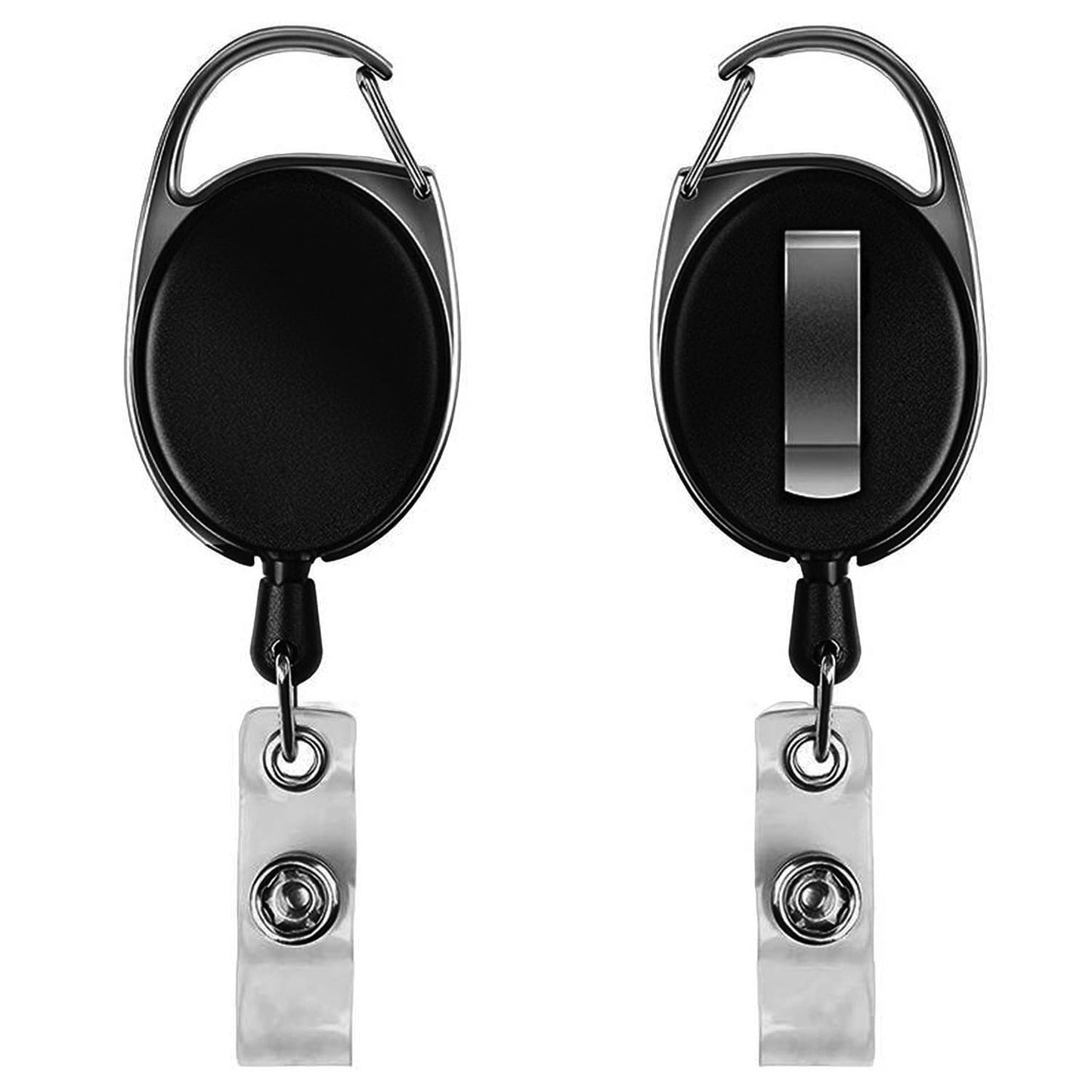 2pcs Dual Retractable ID Badge Reel with Belt Clip