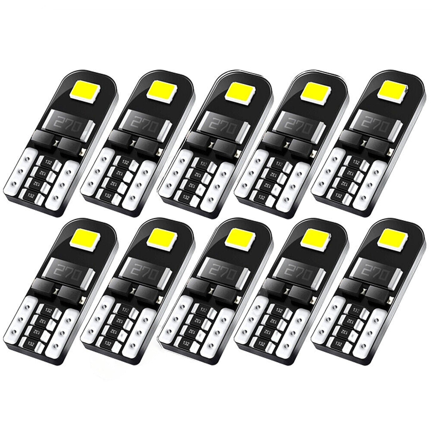 10pcs 12V White LED Car Parking Lights T10 194 168 Side Tail