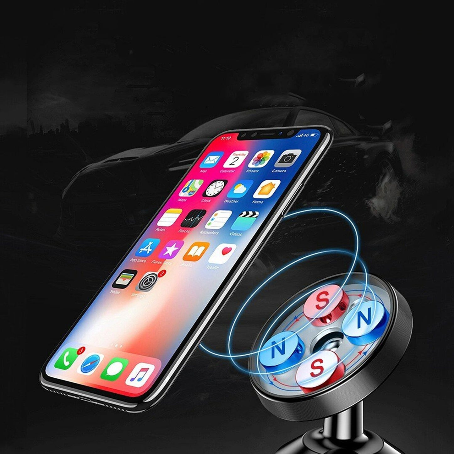 2pcs Magnetic Car Mount Dashboard Mobile Phone Holder Dash Stand