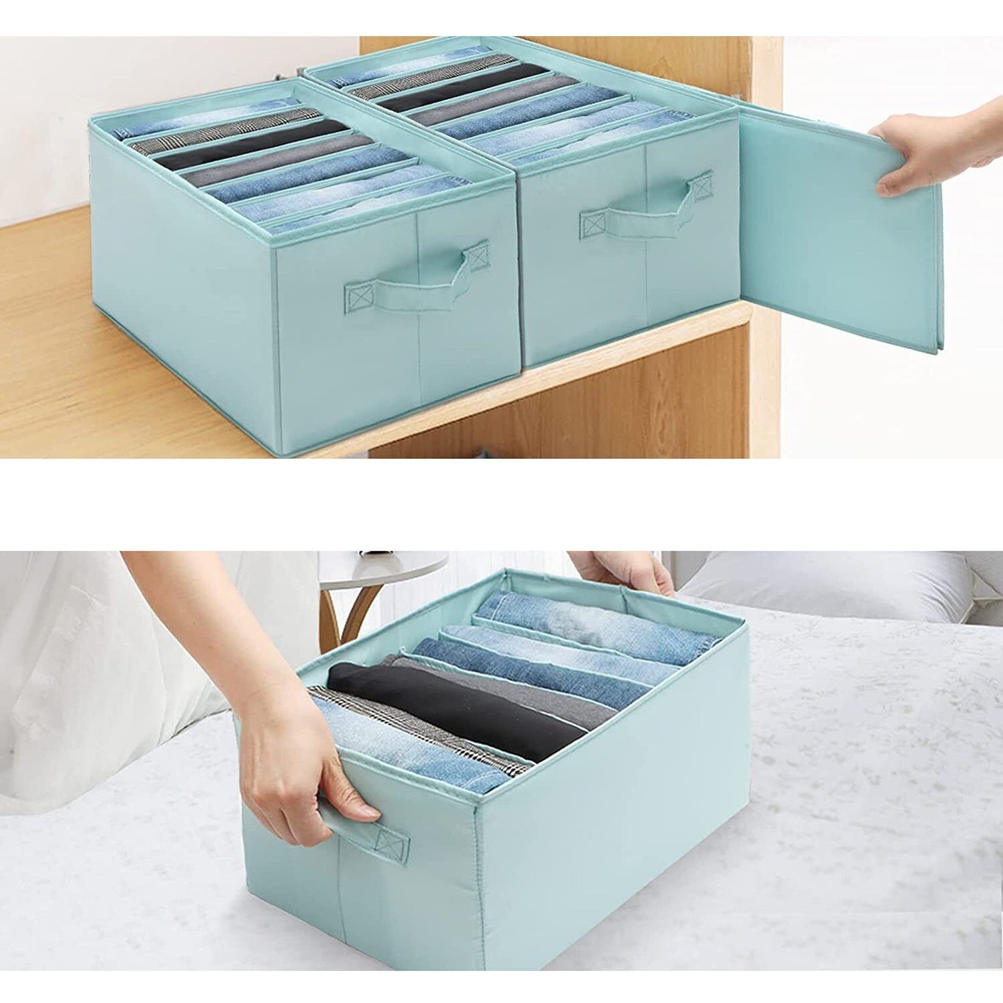 Blue Wardrobe Boxes for Clothes and Jeans Drawer Organizer