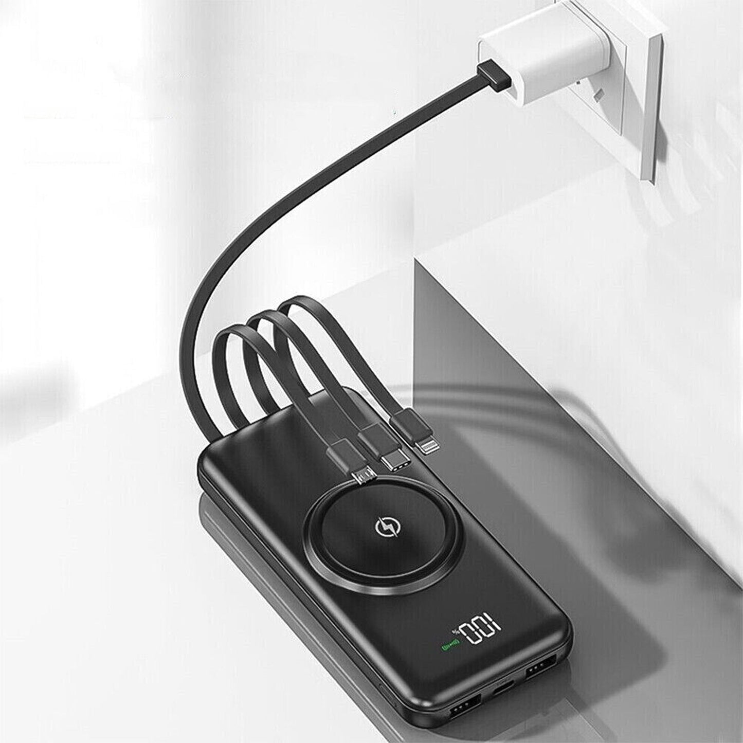Wireless 20000mAh Dual USB Fast Charging Portable Power Bank with LED