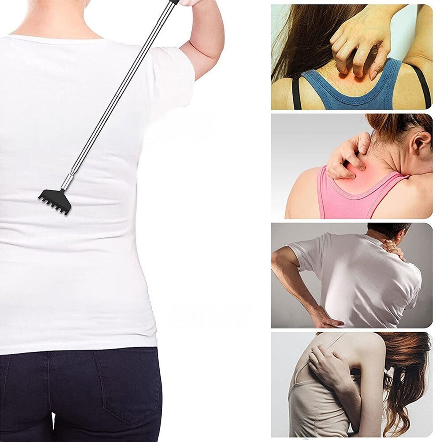 2pcs Extendable Telescoping Metal Backscratcher with Massaging Claw