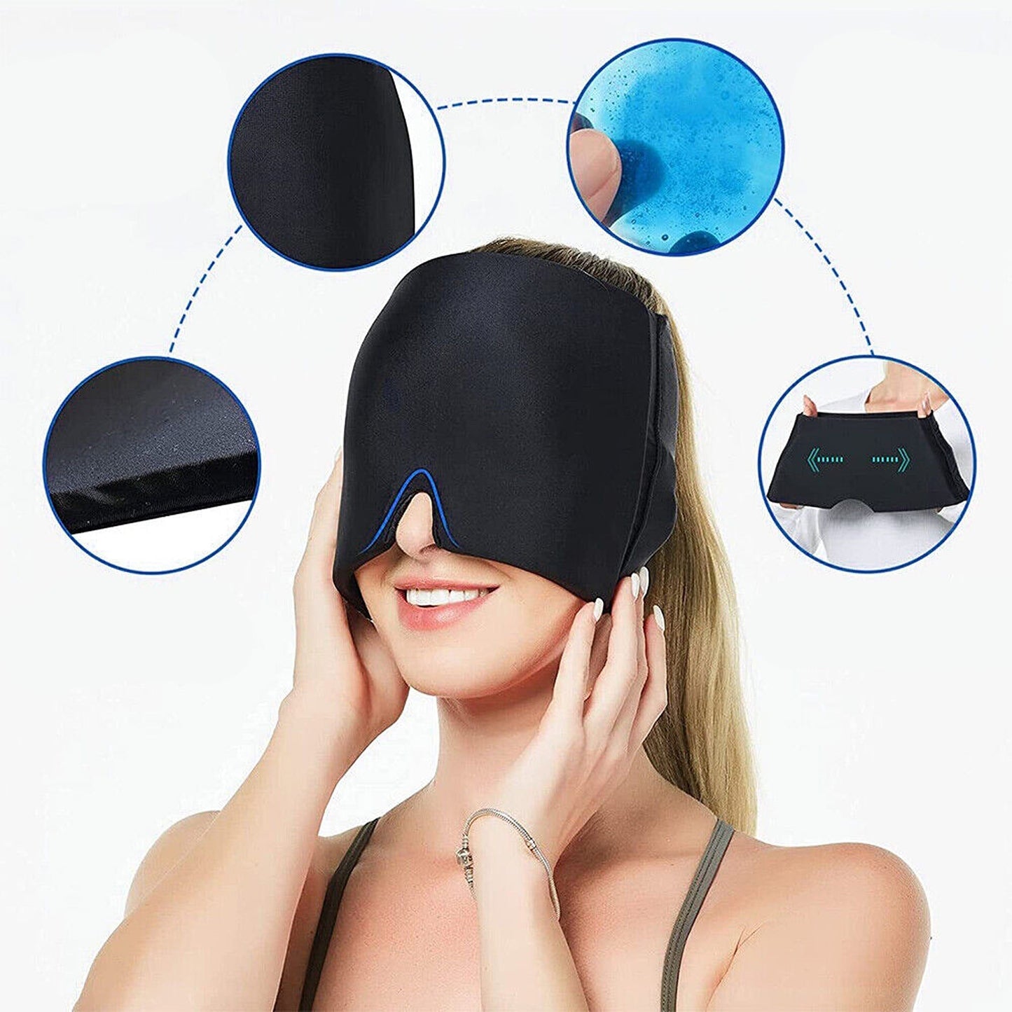 Therapy Cap for Migraines Reusable Hot and Cold Eye Mask