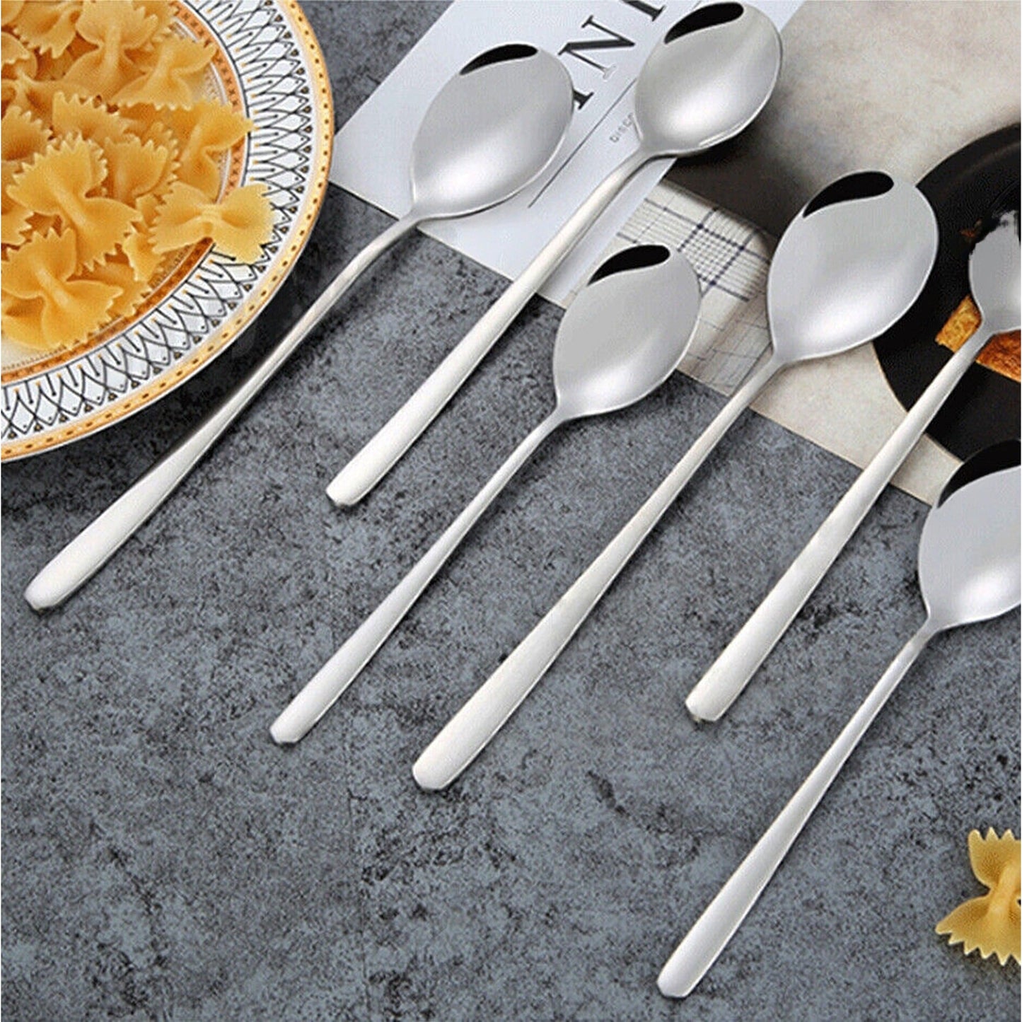 6pcs Stainless Steel Long Handle Tea Spoons for Latte Ice Cream