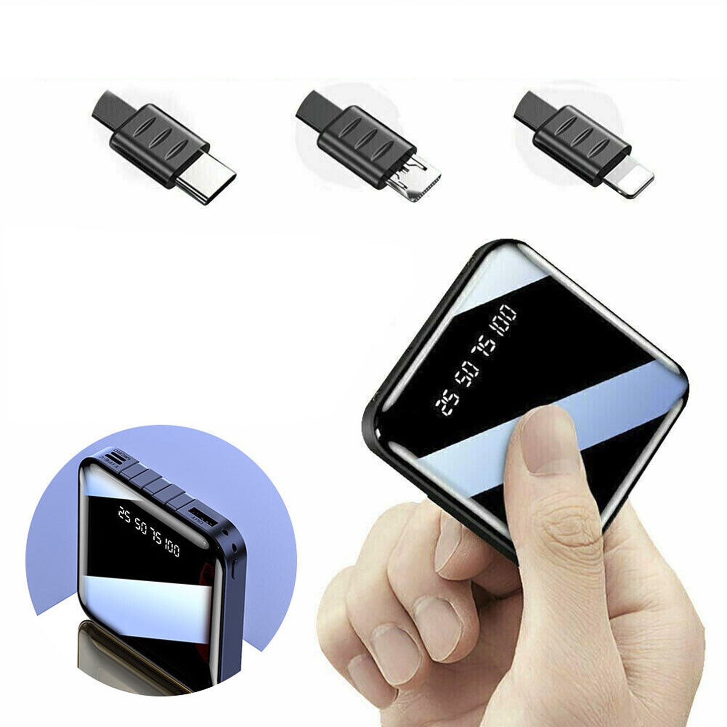 Compact 10000mAh Portable Power Bank with USB LED Battery Indicator