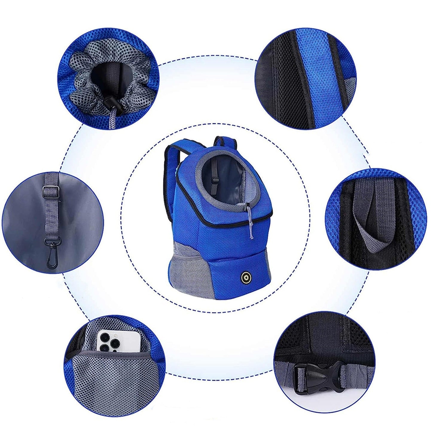 Blue Mesh Travel Pet Backpack Dog Carrier Shoulder Bag