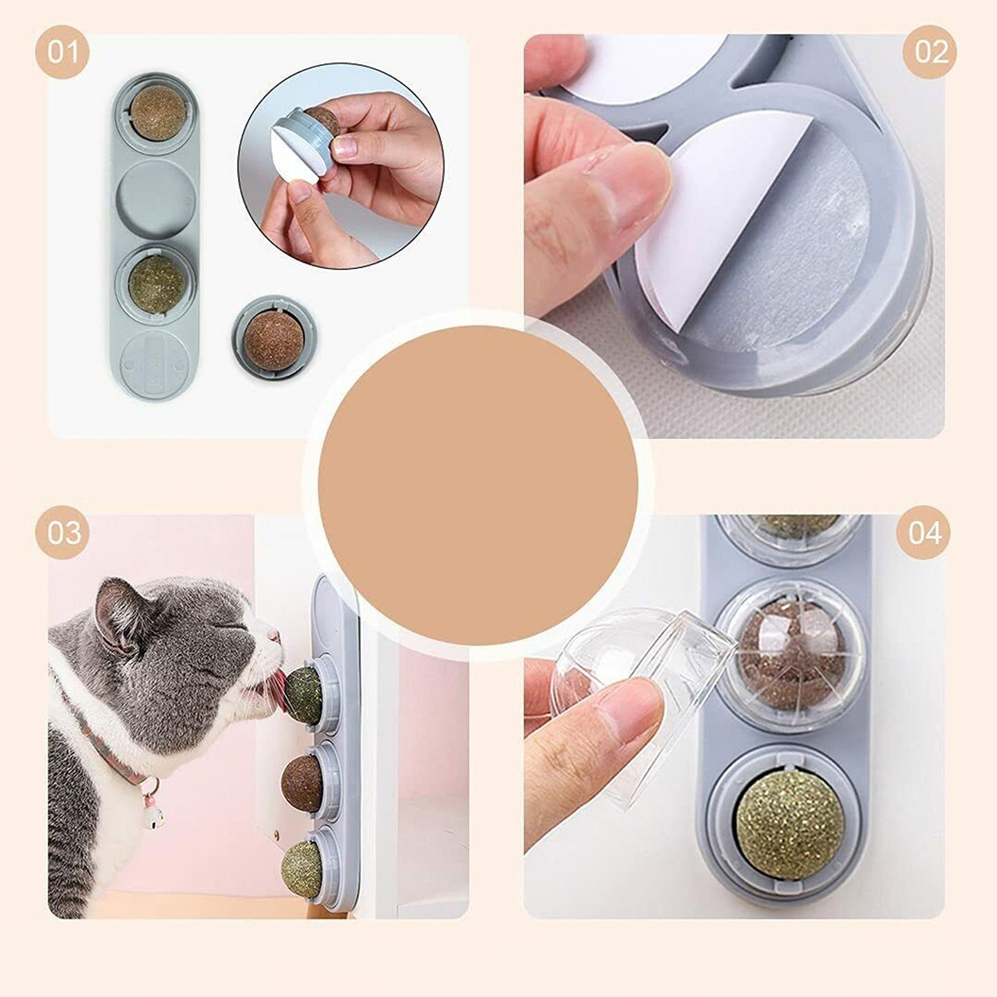 Wall Mount Catnip Ball Toy for Cats - Digestion Helping Solid Nutrition