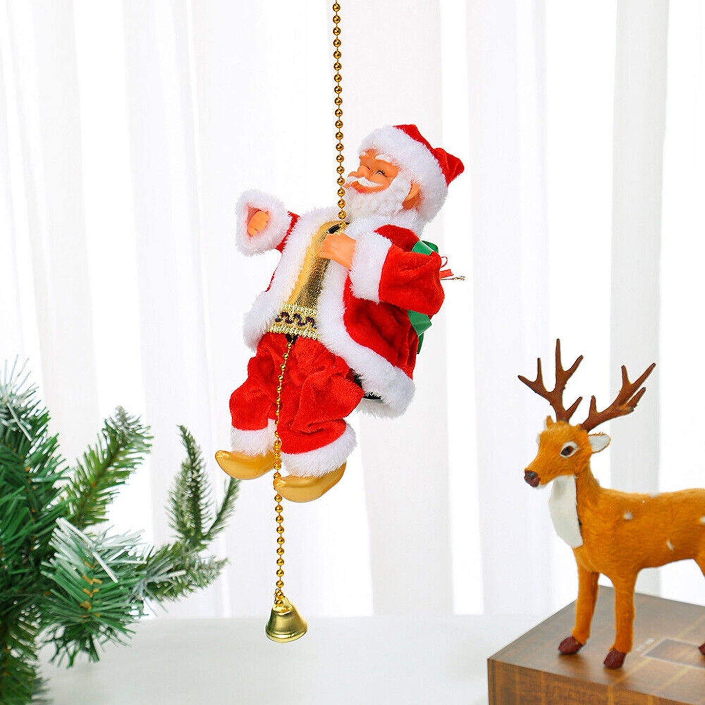 Musical Santa Claus Toy Climbing Rope Ladder Xmas Gift Decor