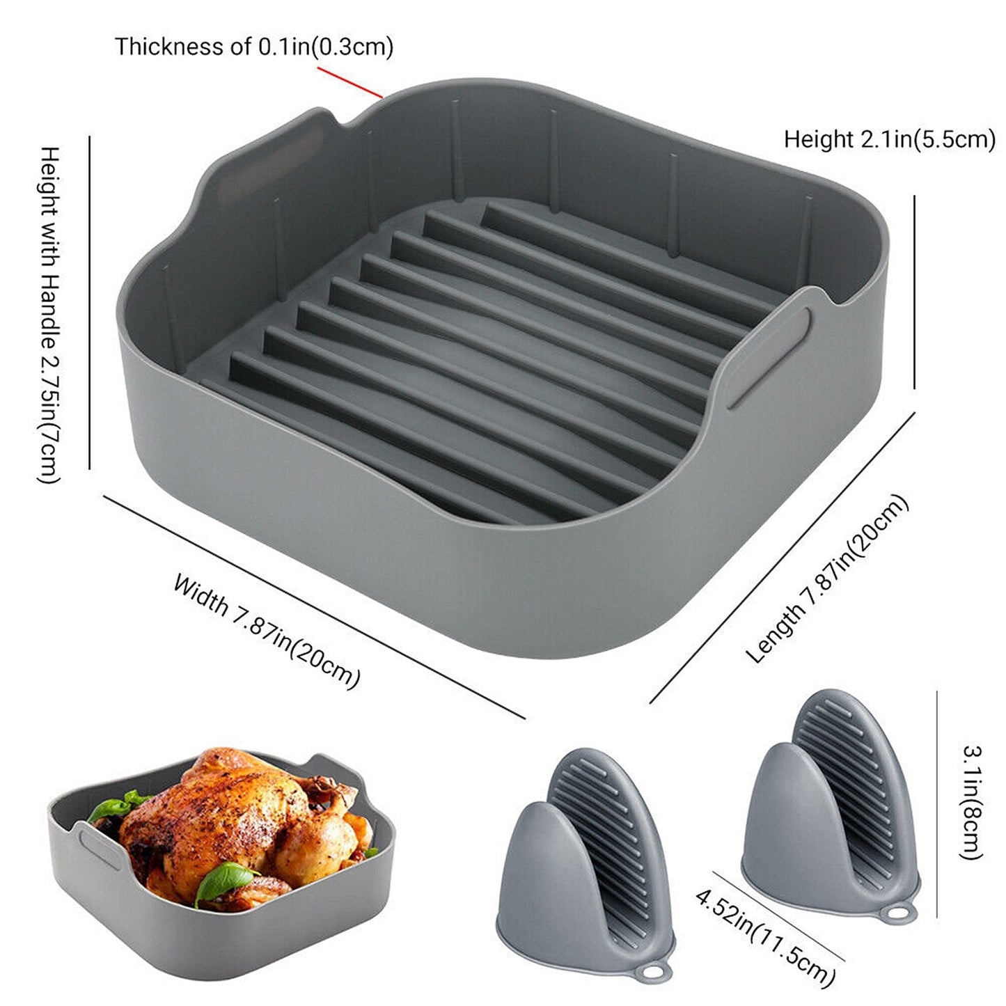 Reusable Silicone Basket Liner for Air Fryers Non-Stick Baking and Cooking Mat