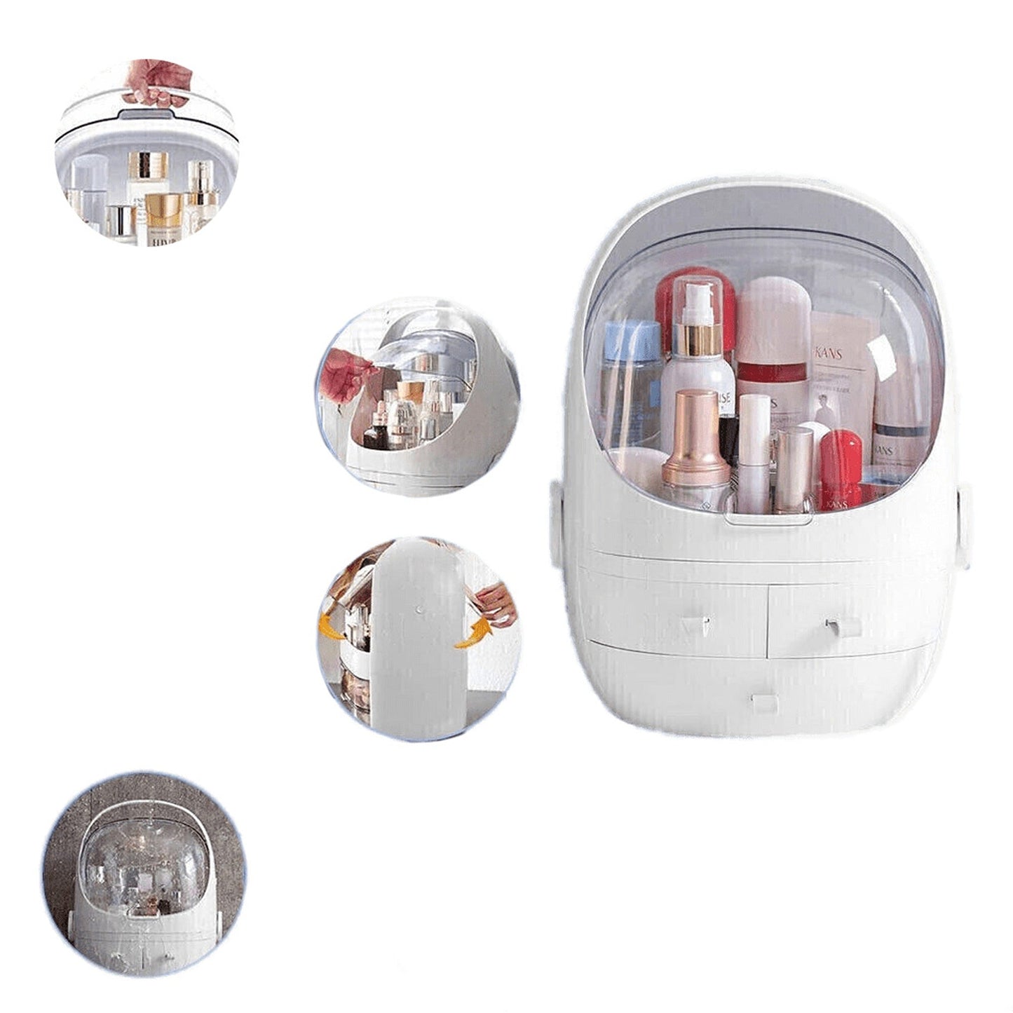 Makeup Organizer Box Cosmetic Storage Case with Jewelry Lipstick Drawer