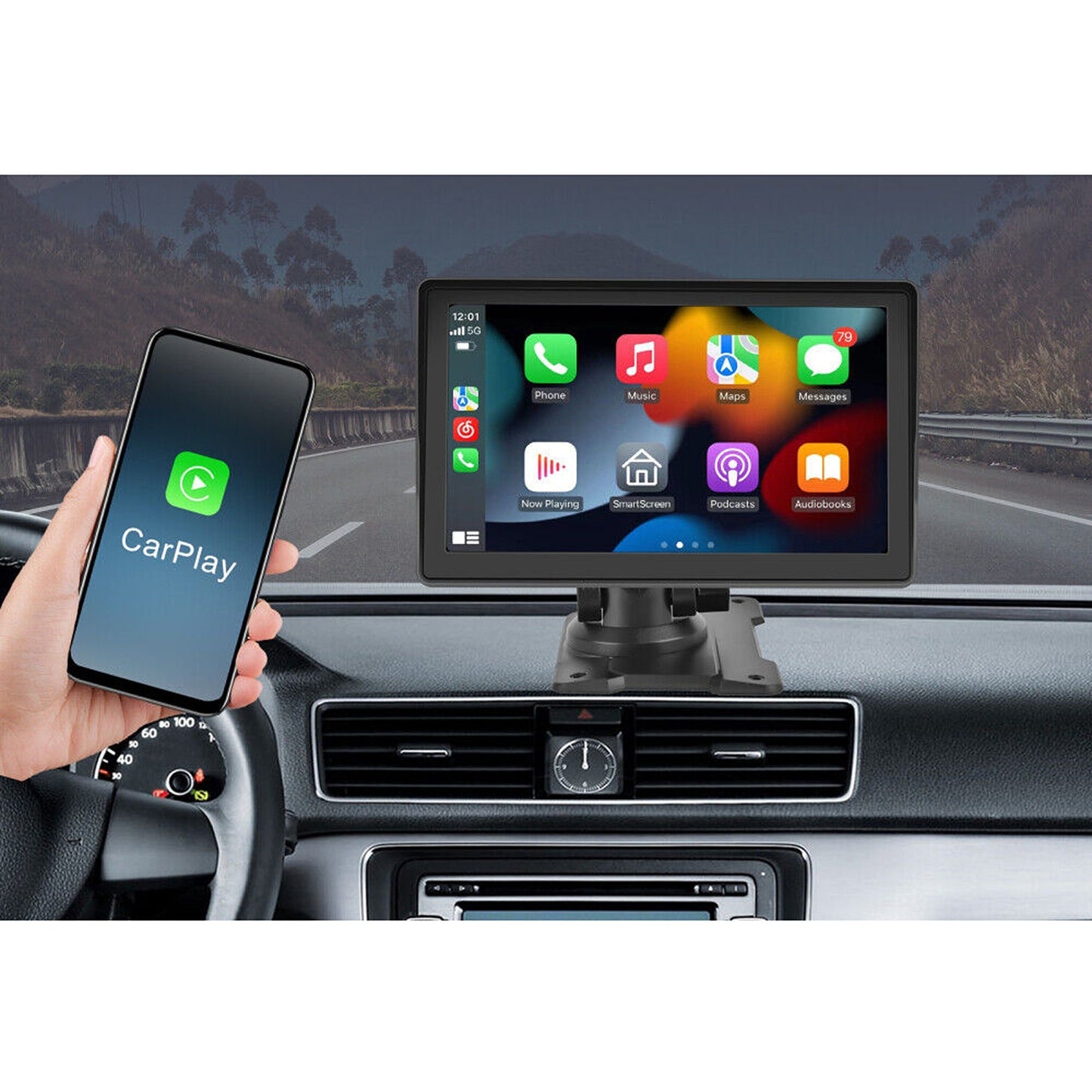 7in Touch Screen Portable Car Radio with Wireless Apple Carplay and Android Auto