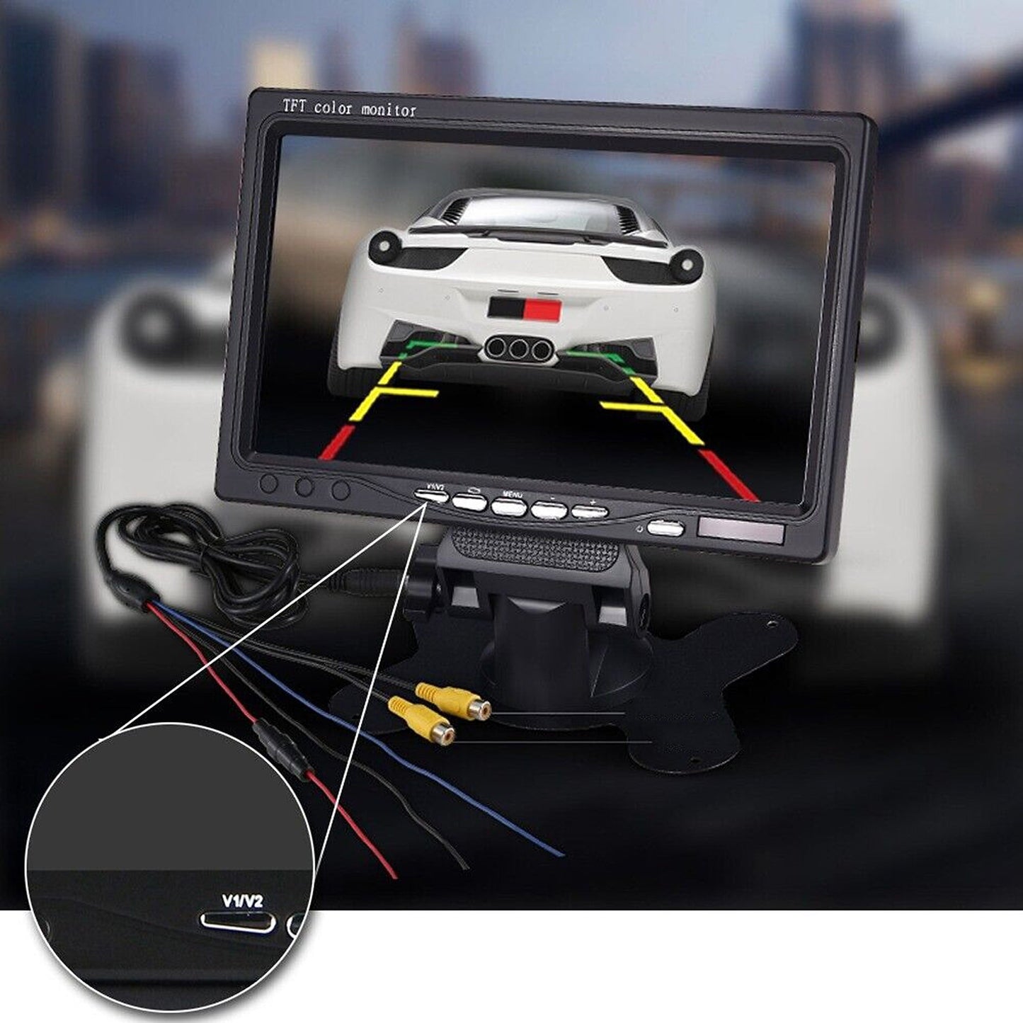 7in TFT LCD Color Rear View Car Monitor with Remote