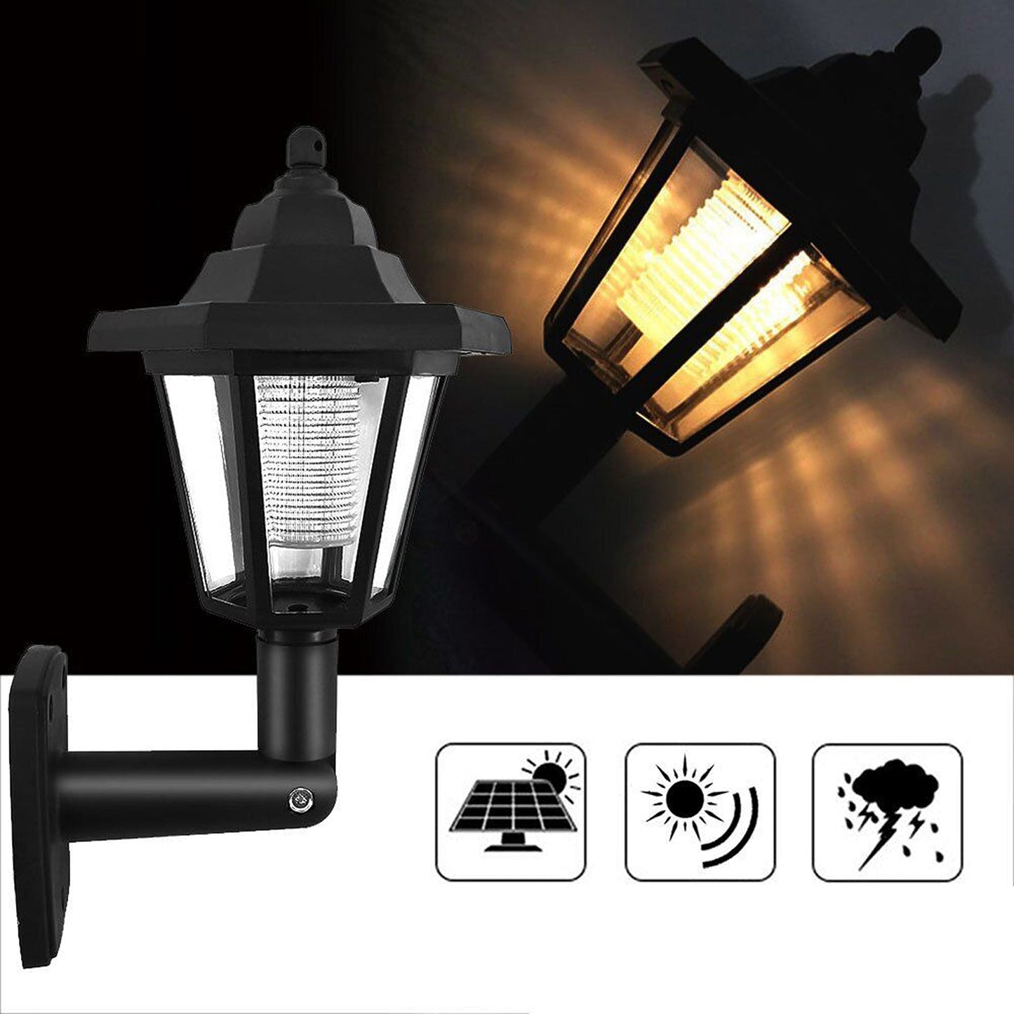 LED Lantern Solar Powered Wall Lights for Outdoor Landscape and Garden