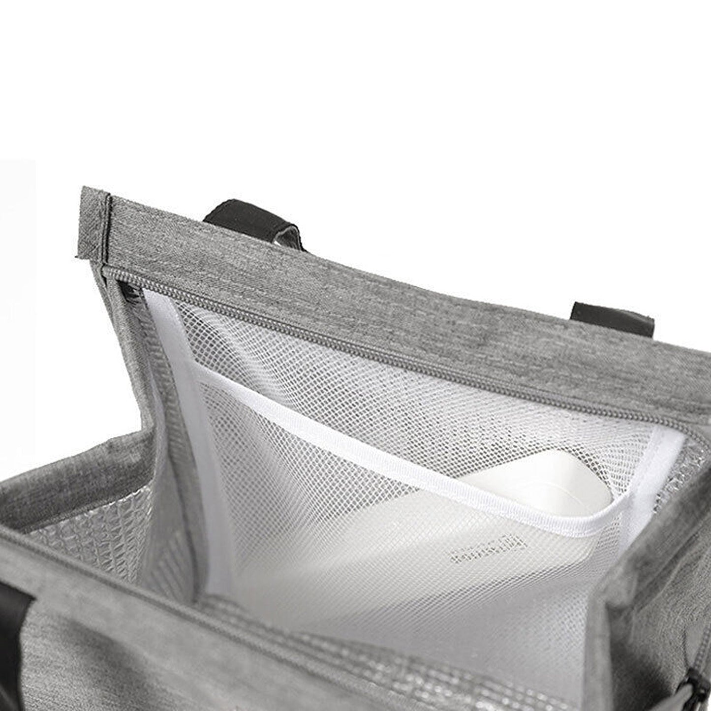 Grey Insulated Lunch Bag Thermal Bento Box Carrier for Work and Office
