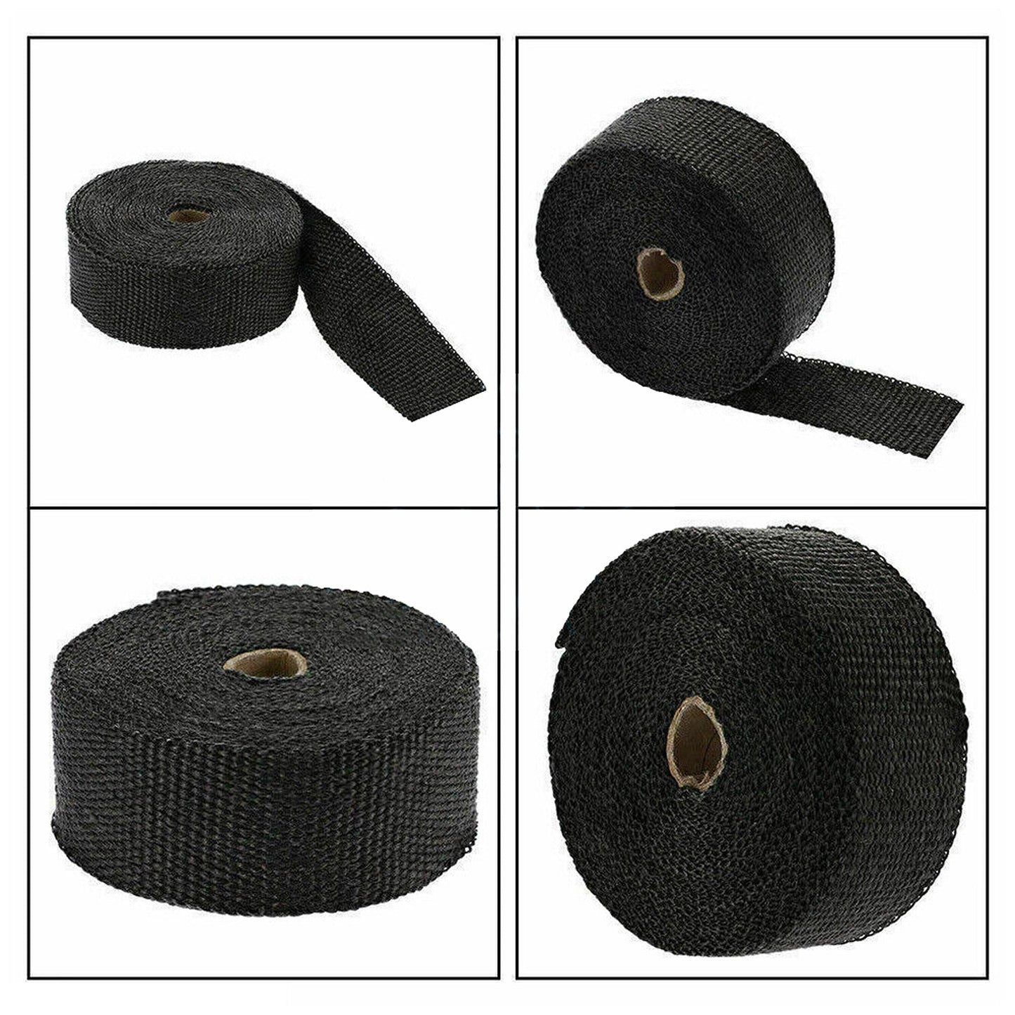 2000F Heat Resistant Black Exhaust Wrap with 10 Stainless Steel Ties