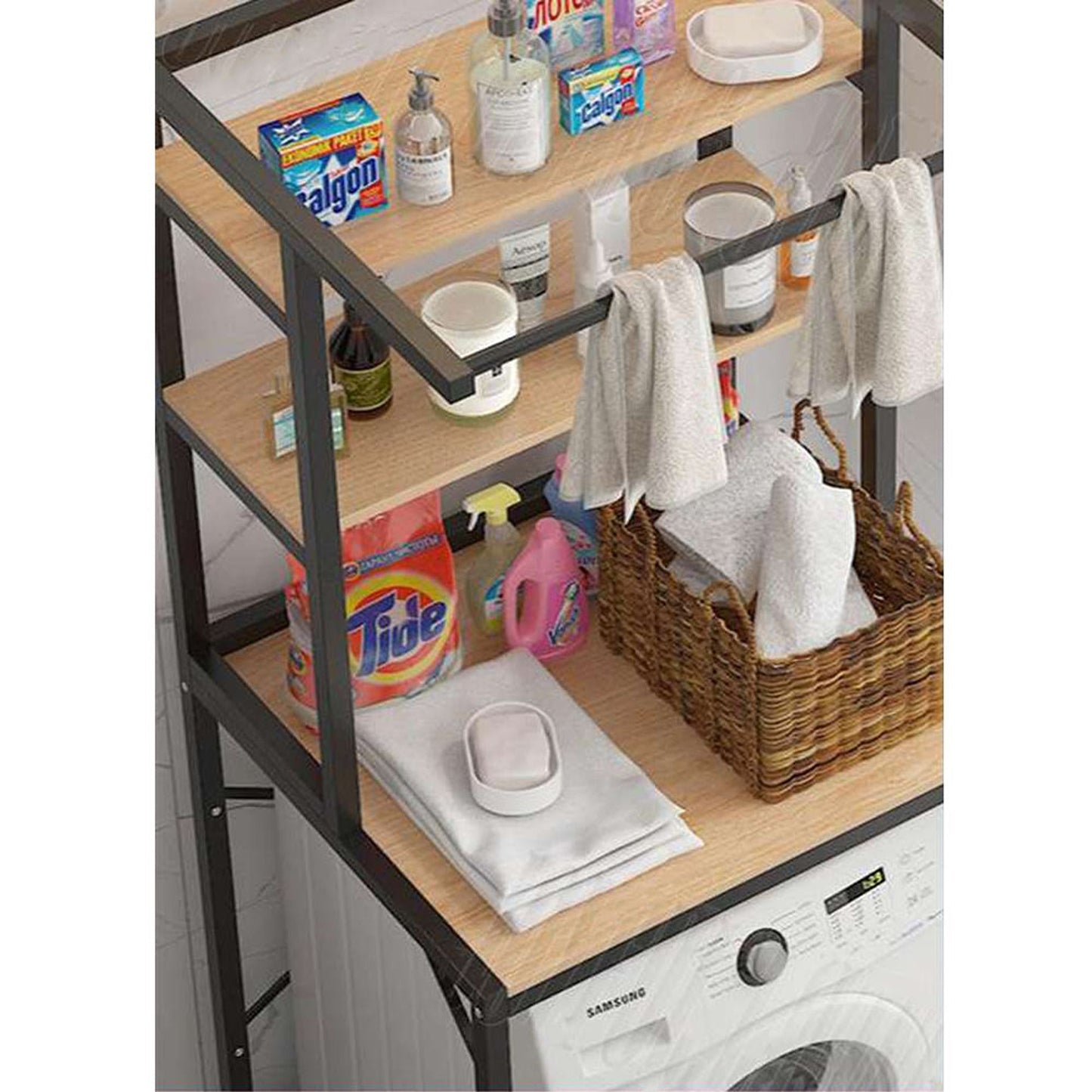 3-Tier Heavy Duty Metal Storage Rack Over Washing Machine Organizer