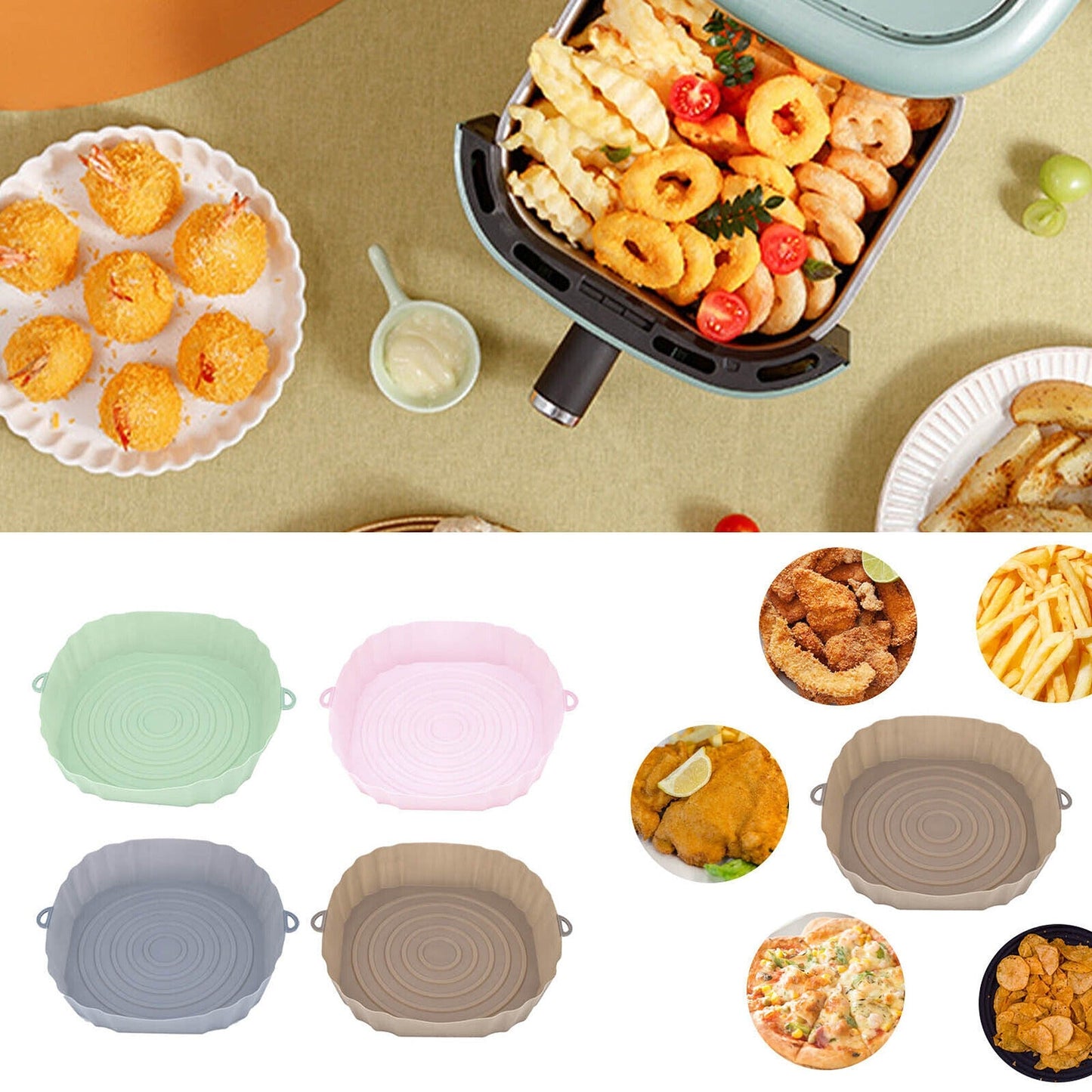 Non-Stick Reusable Air Fryer Silicone Pot and Baking Tray
