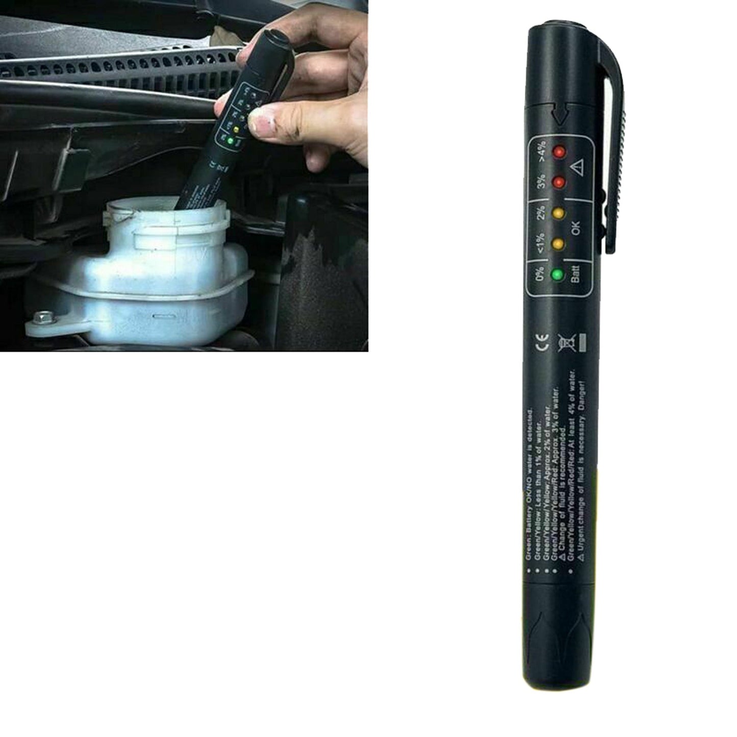 1pc Vehicle Brake Fluid Diagnostic Tester Pen with LED for DOT3/DOT4