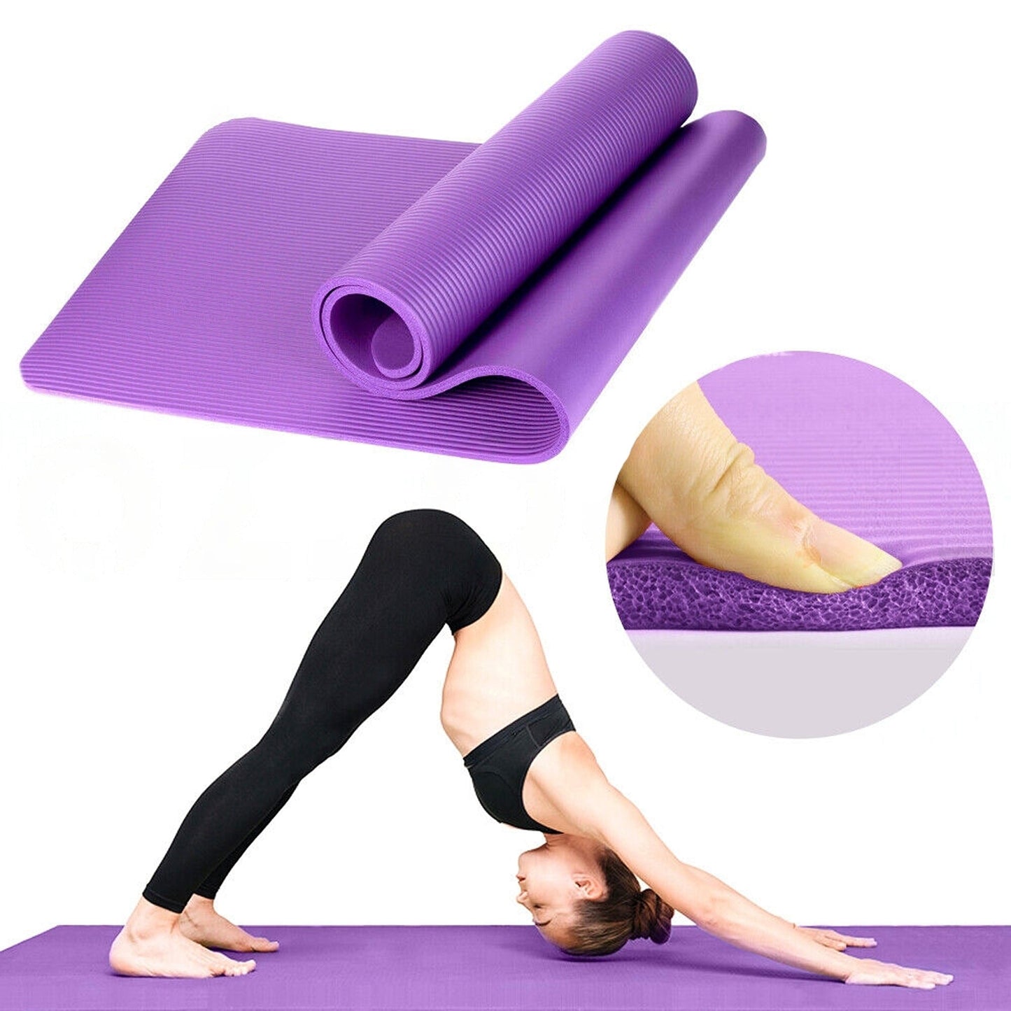 Thick NBR Nonslip Yoga Mat Fitness Pilate Sports Dance Pad 15MM
