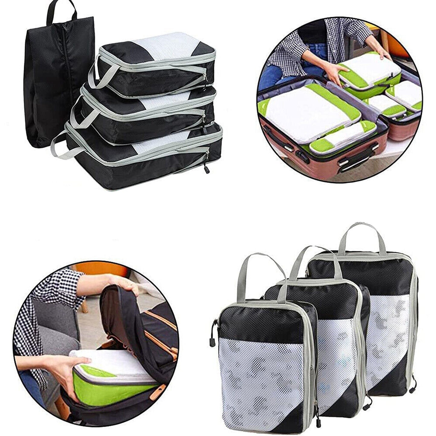 Travel Packing Cube Organiser for Luggage Compression Storage Bags