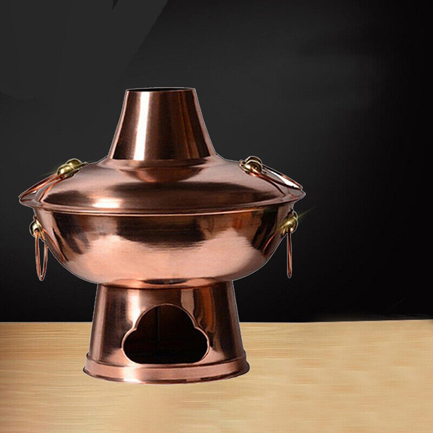 Old Beijing Style Stainless Steel Charcoal Copper Hot Pot for Camping