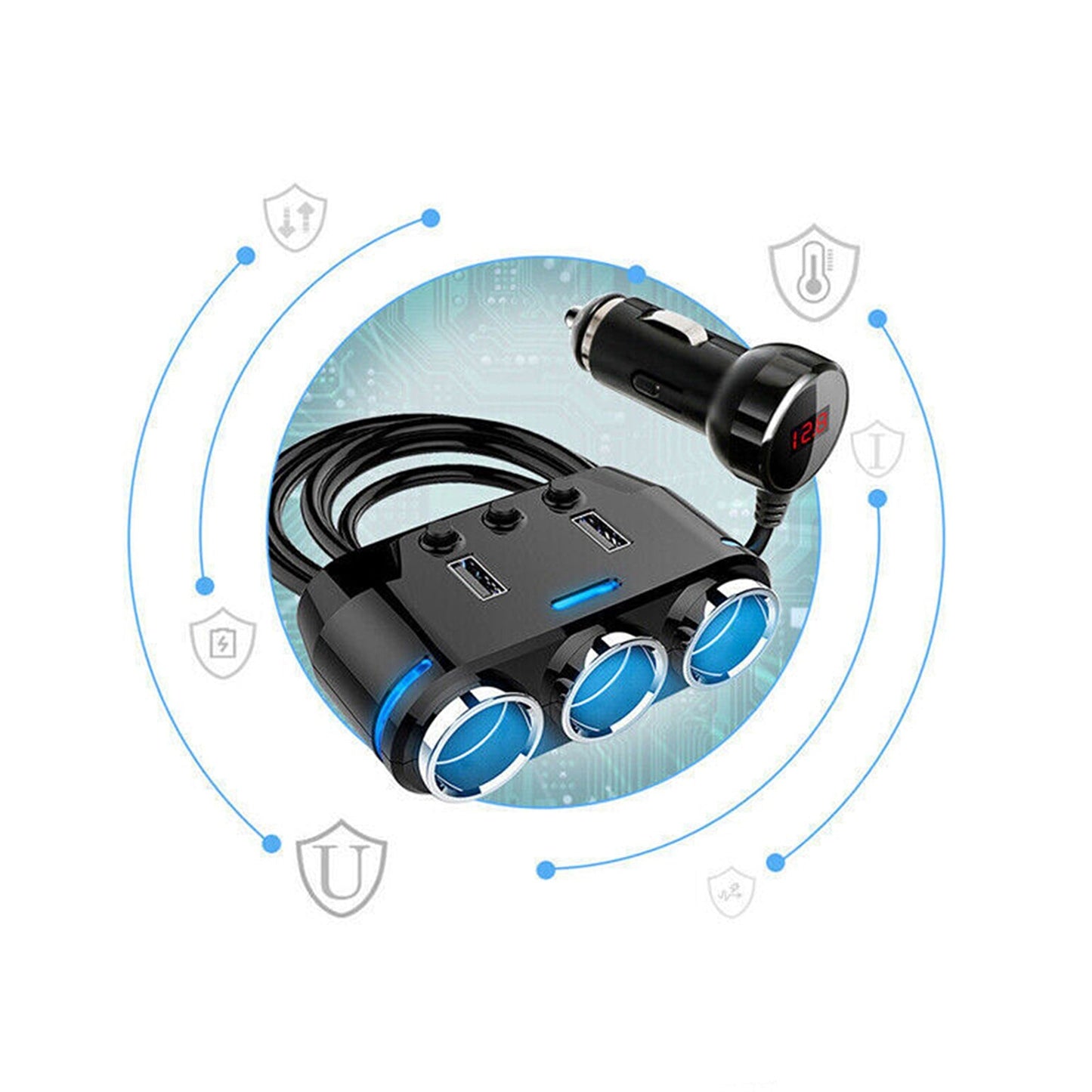 Dual USB Car Socket Splitter and Charger 12V Adapter
