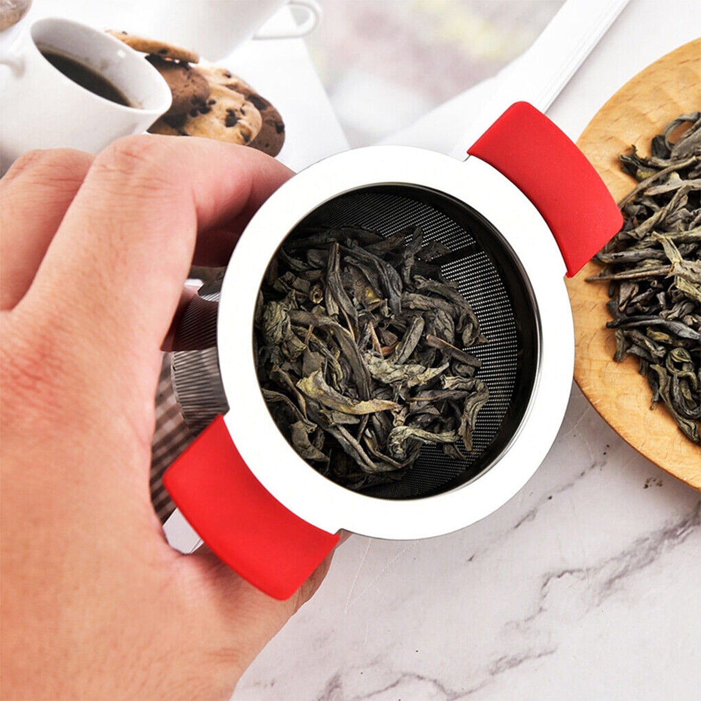 Tea Infuser Cup with Stainless Steel Mesh and Lid for Loose Leaf