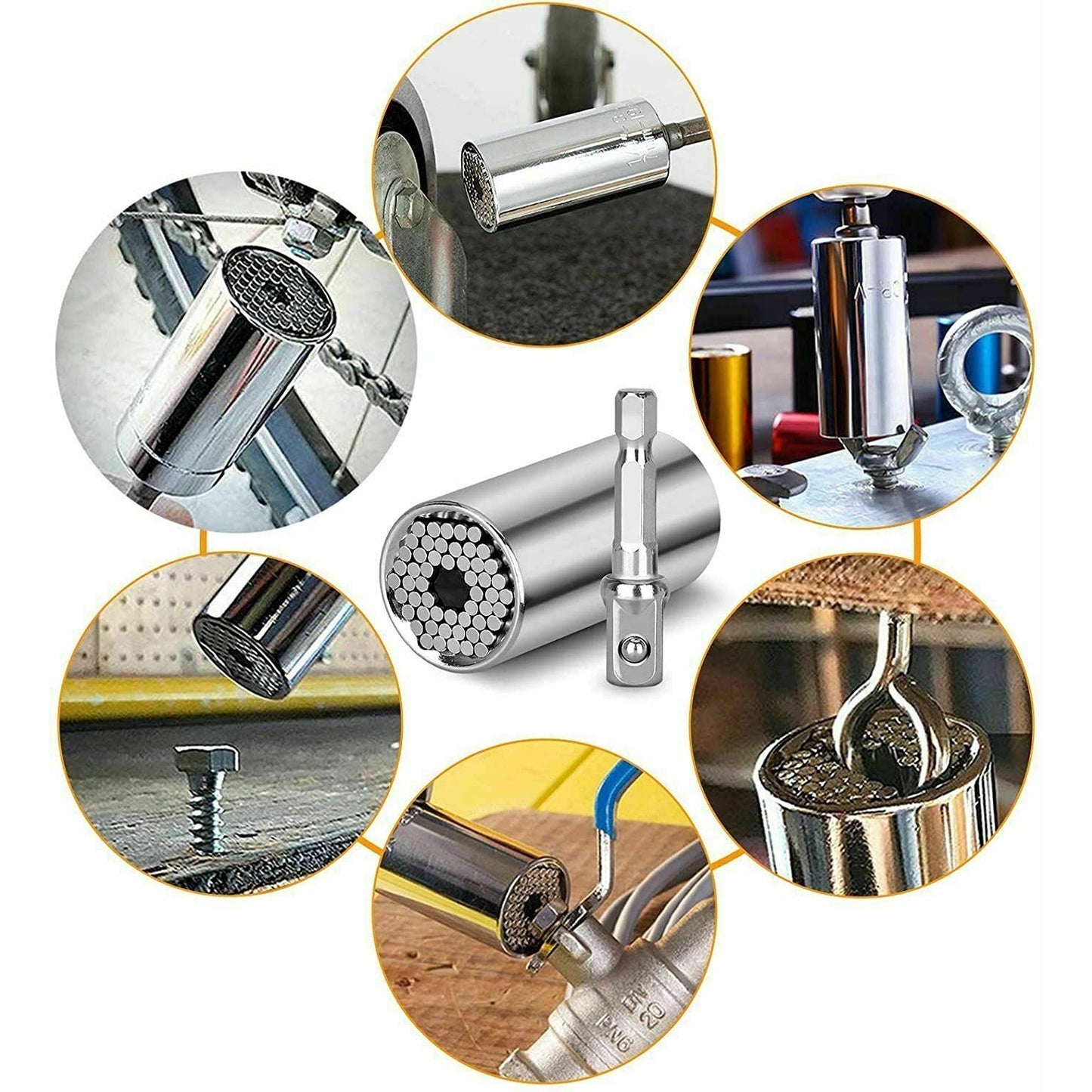 Magic Universal Socket Wrench with Gator Grip and Power Drill Adapter