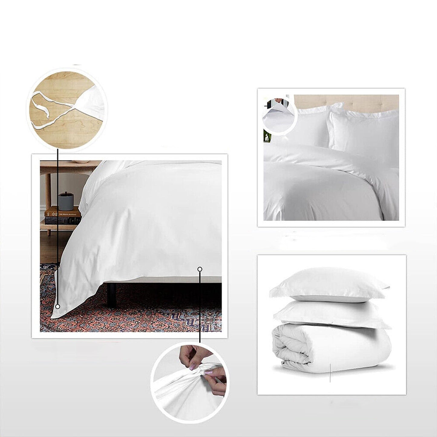 White Hotel Quality Egyptian Duvet Cover Set All Sizes