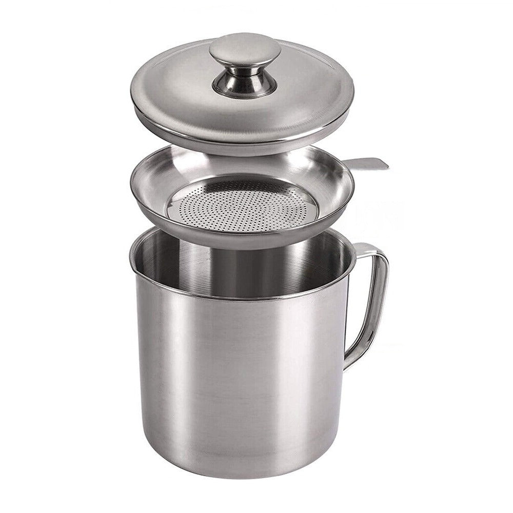 Home Cooking Oil Separator Stainless Steel Filter Pot Soup Grease Strainer