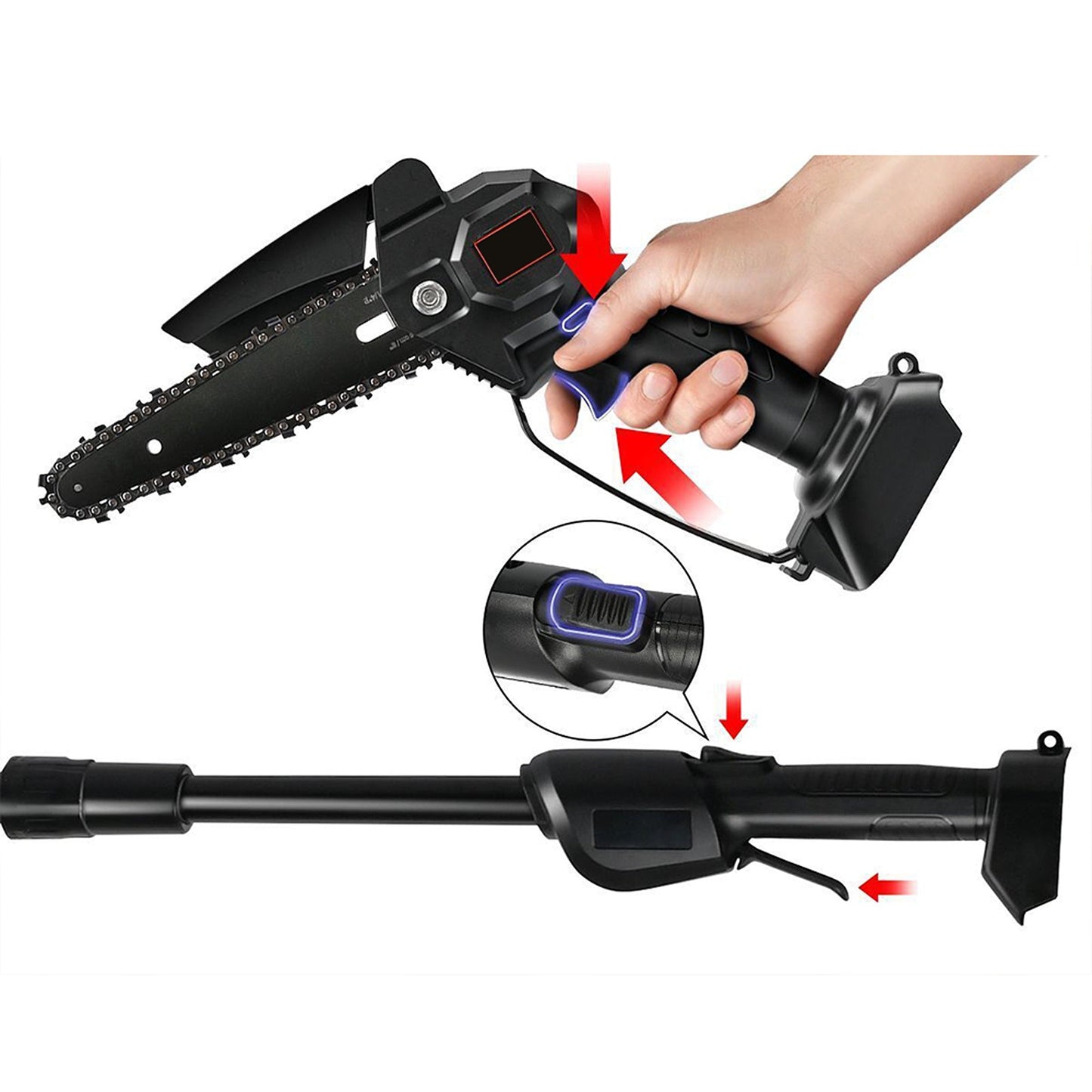 2-in-1 Cordless Pole Chainsaw and Tree Pruner Compatible with Makita 18V Battery
