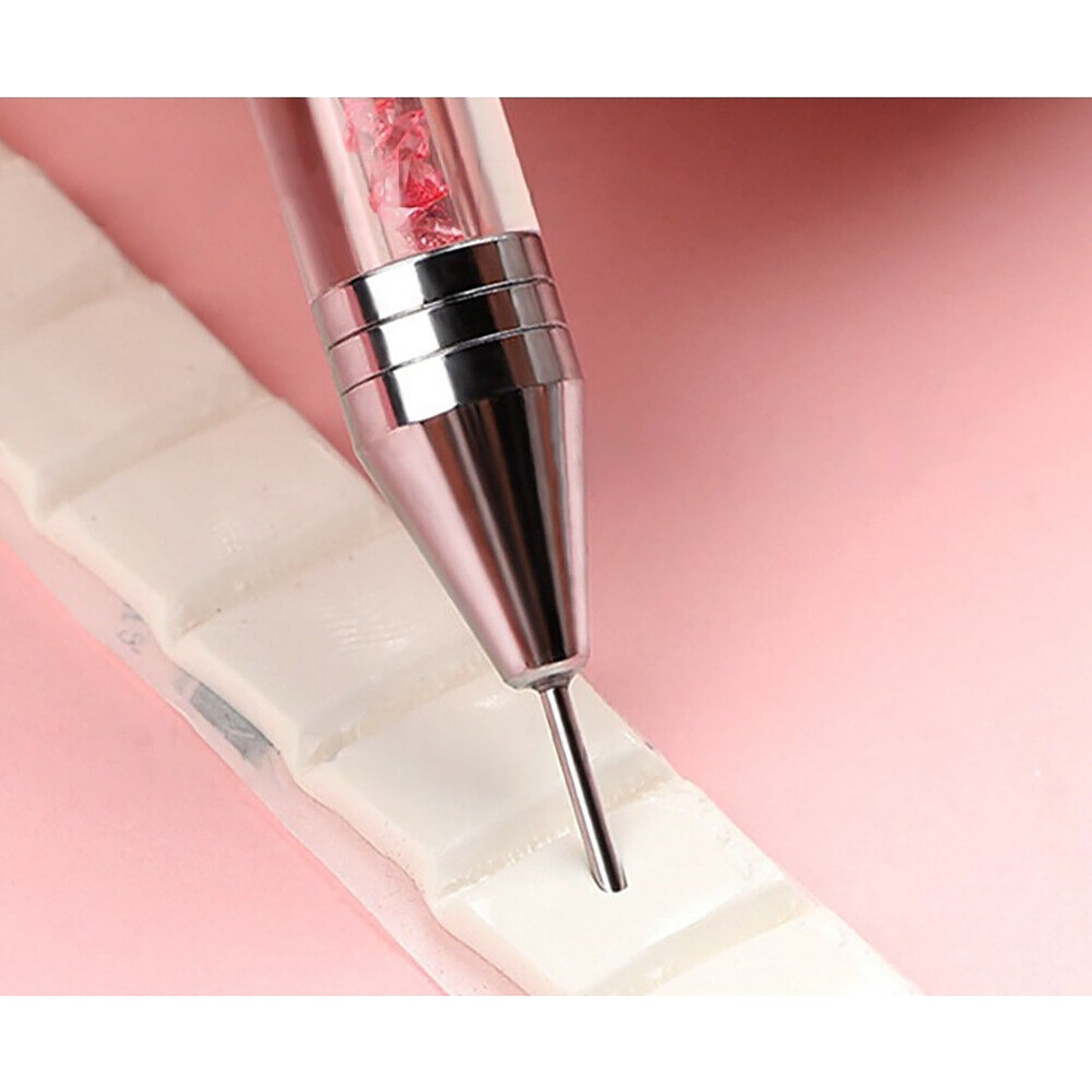 2pcs Dual Ended Dotting Manicure Tool with Rhinestone Picker Wax Pencil