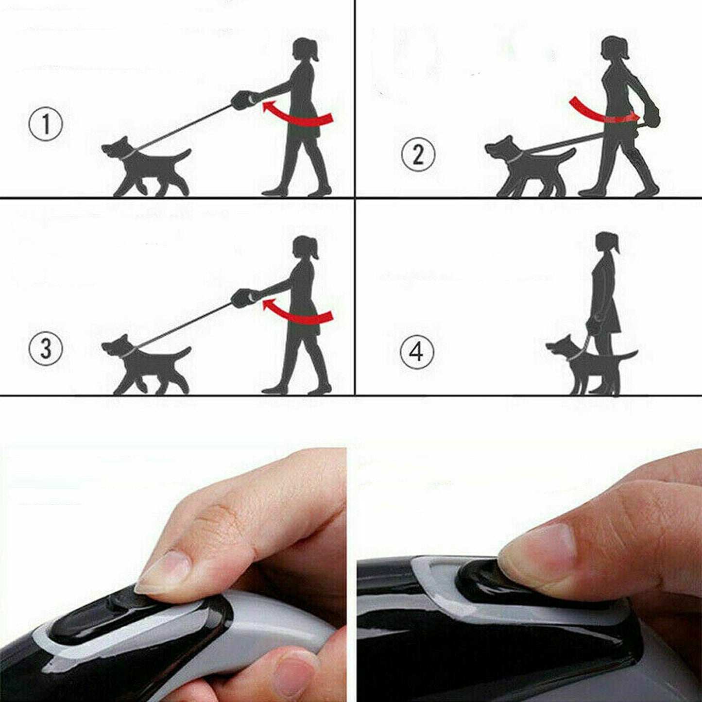 5m Long Retractable Dog Leash with Lockable Heavy-Duty Rope