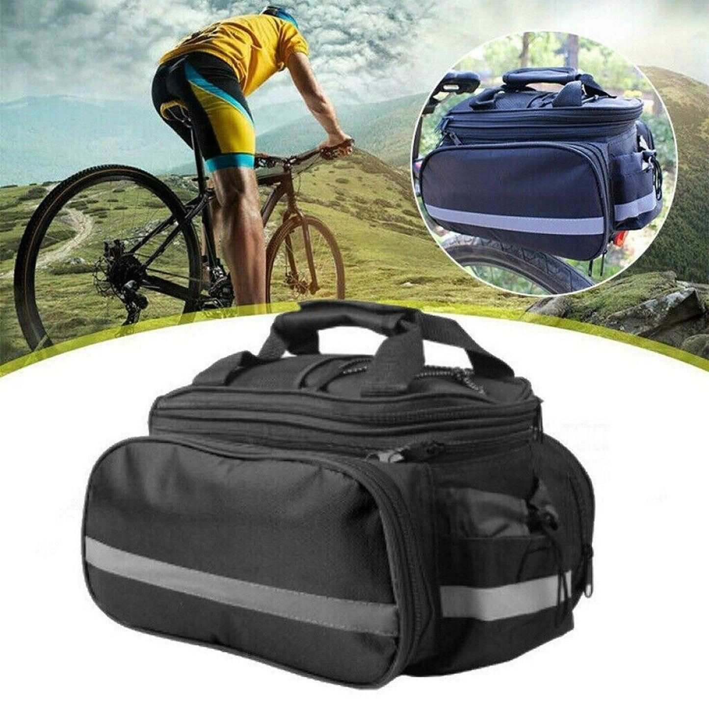 Black Rear Pannier Bike Storage Bag Waterproof Handbag