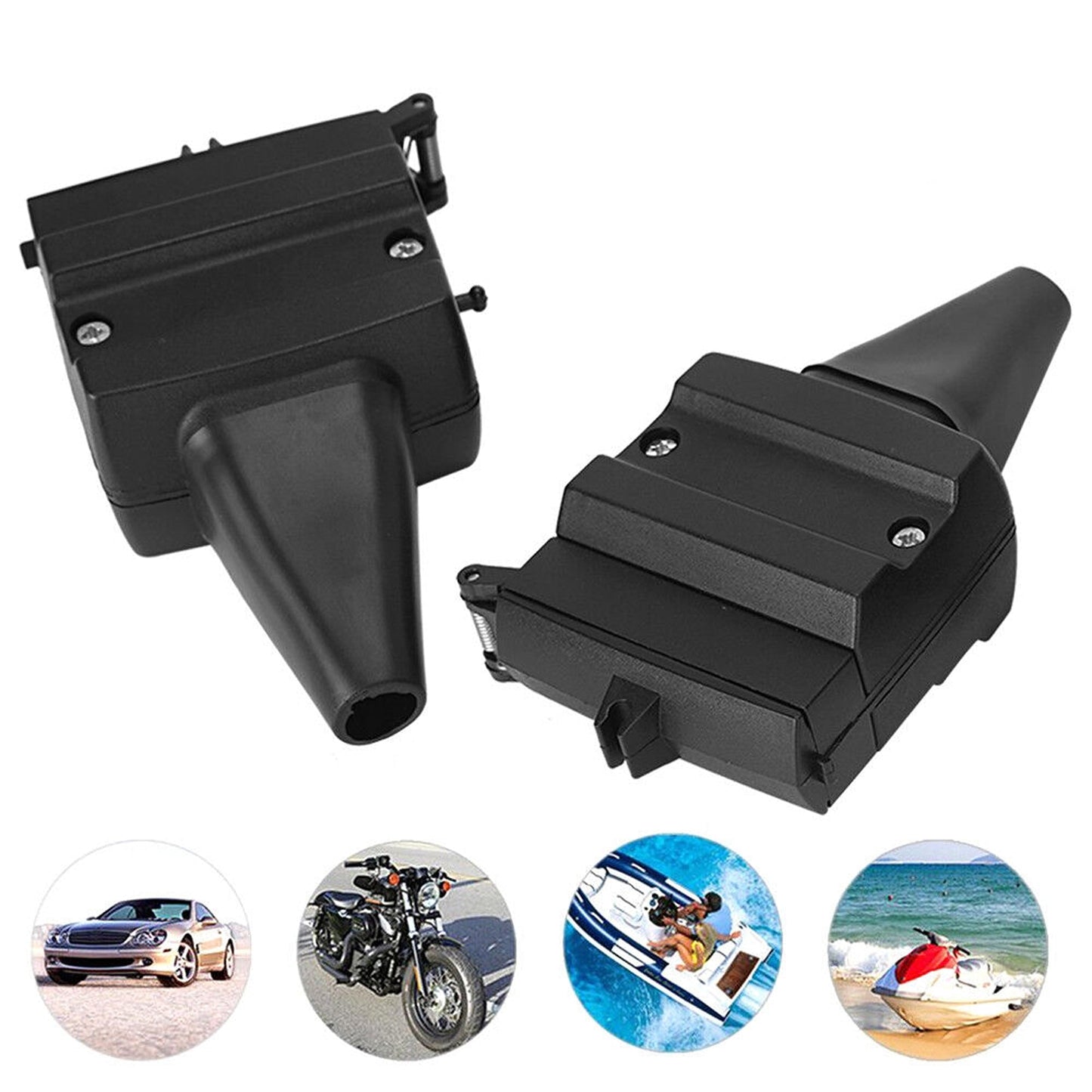 2pcs 12-Pin Flat Trailer Plug Light Adapter Dual Connector Socket