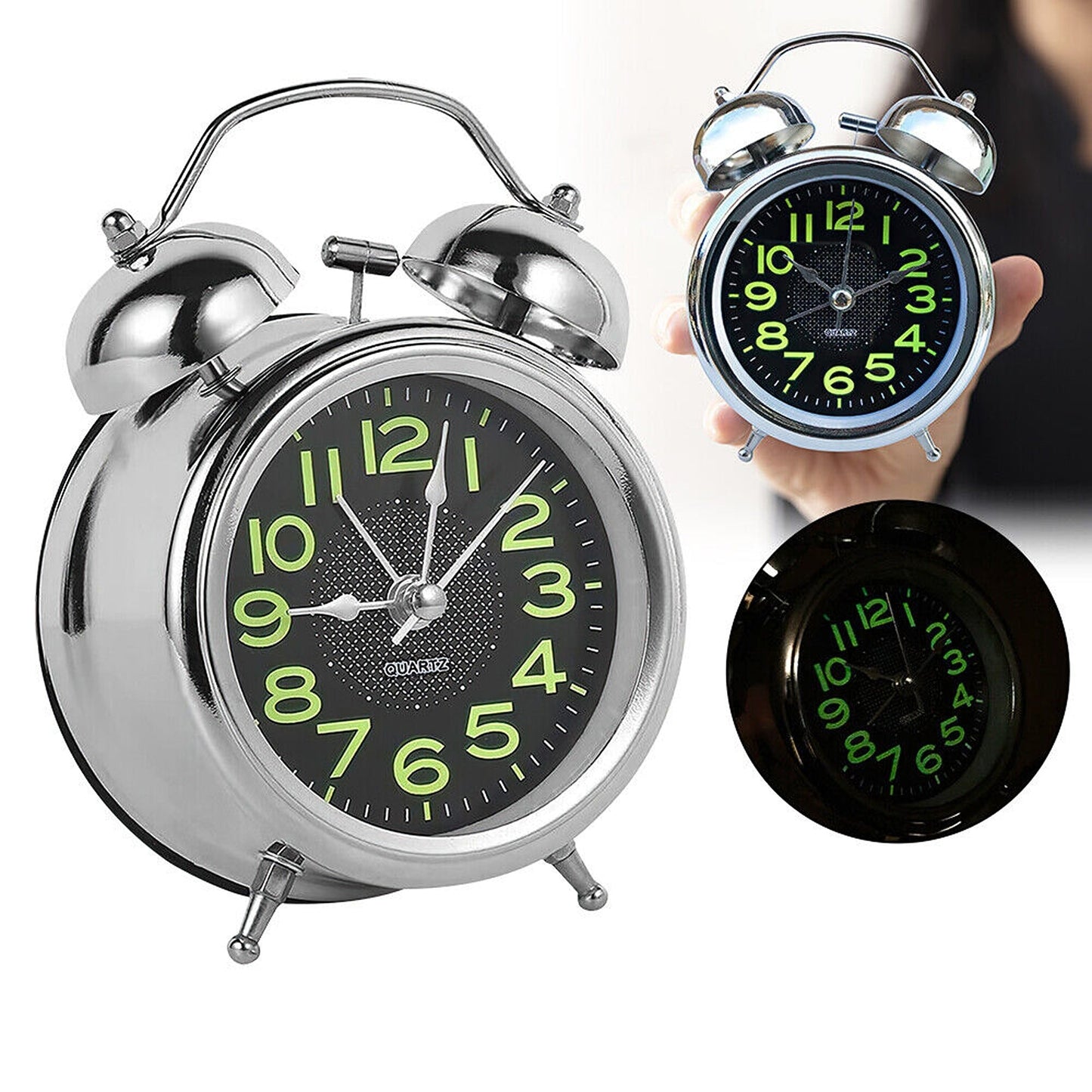 Super Loud Double Bell Alarm Clock with Night Light Home Bedside Decor